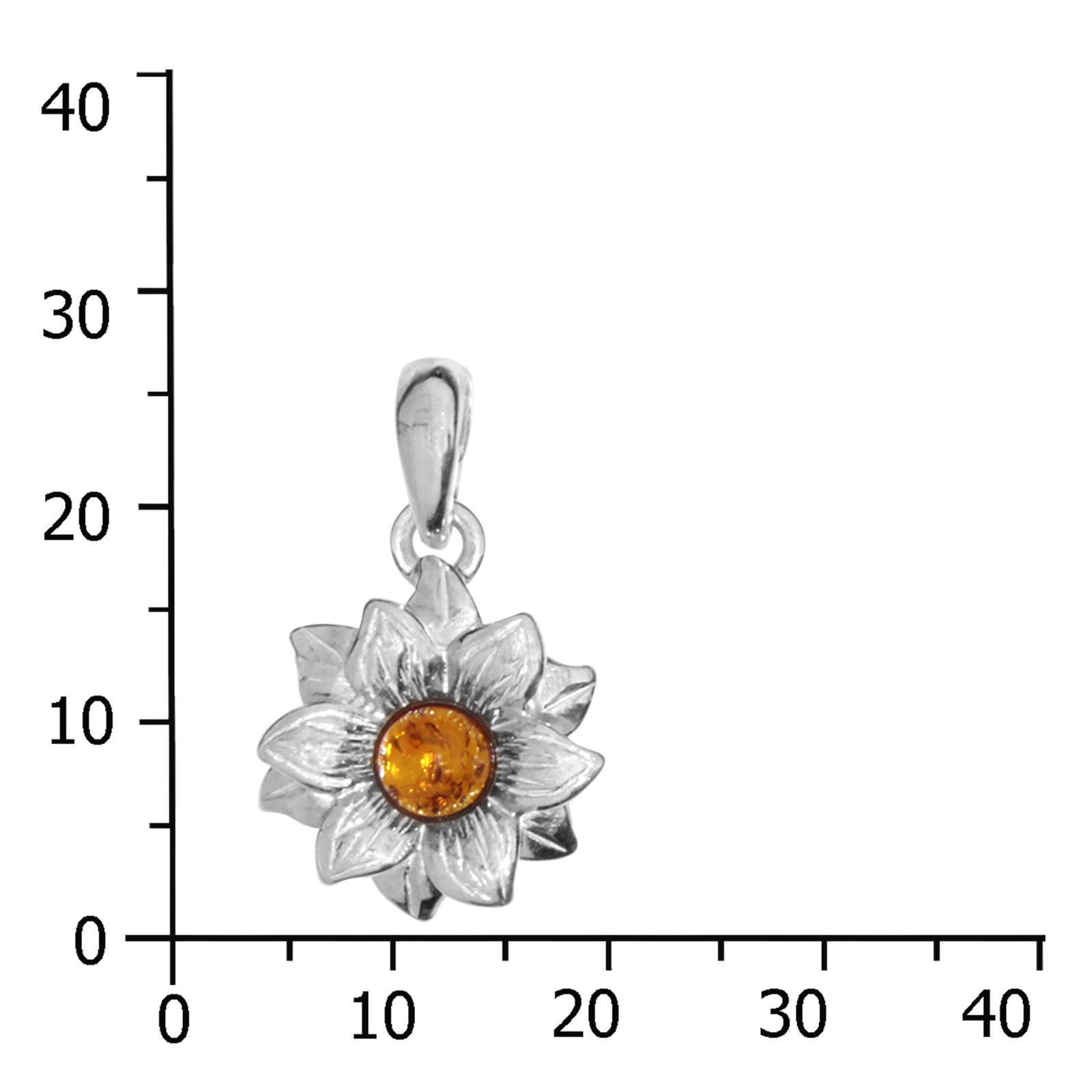 098-200440-0100k Anhänger Blüte, Silber 925/000, Bernstein
