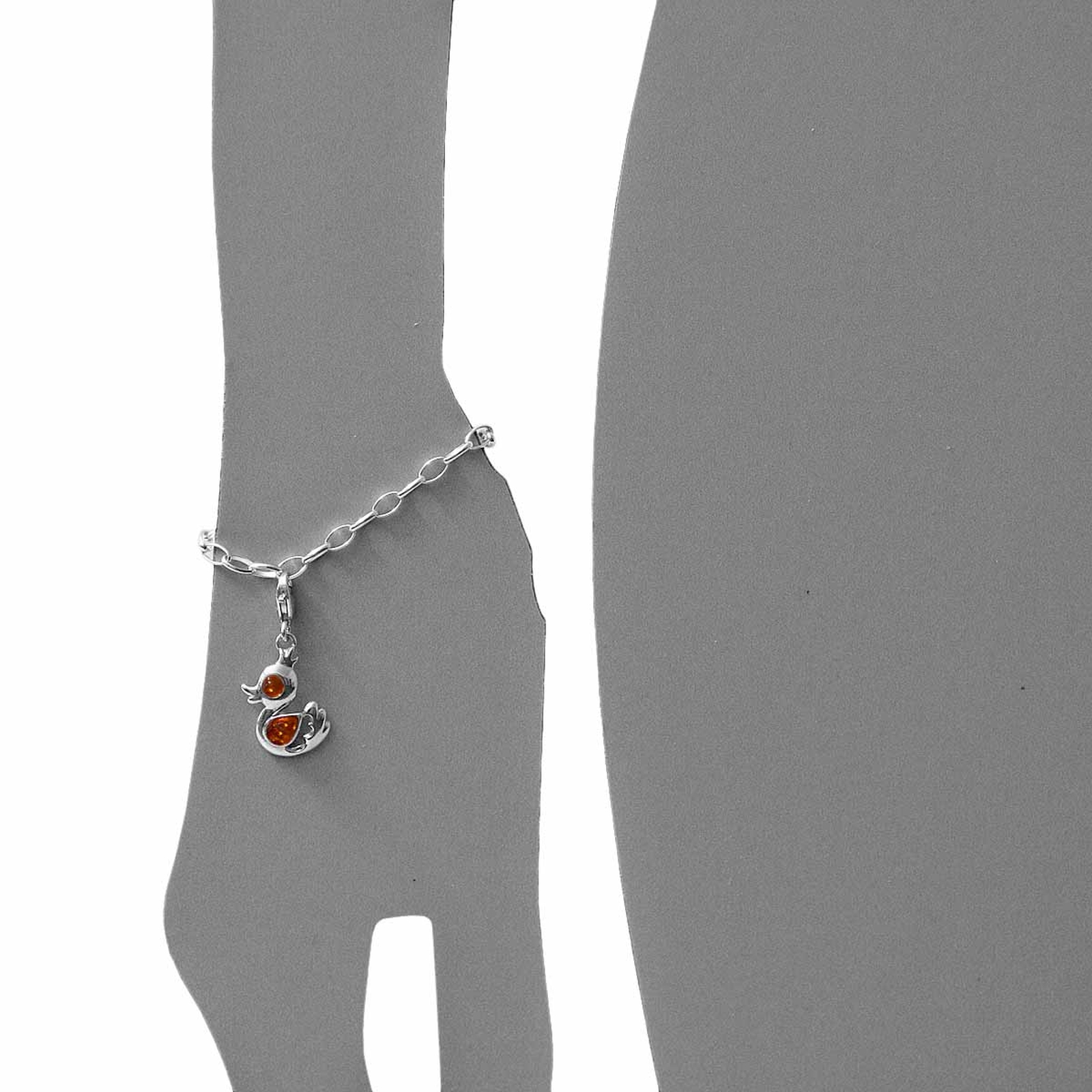 098-200130-0200s Charm Silber 925/000, Ente, Bernstein