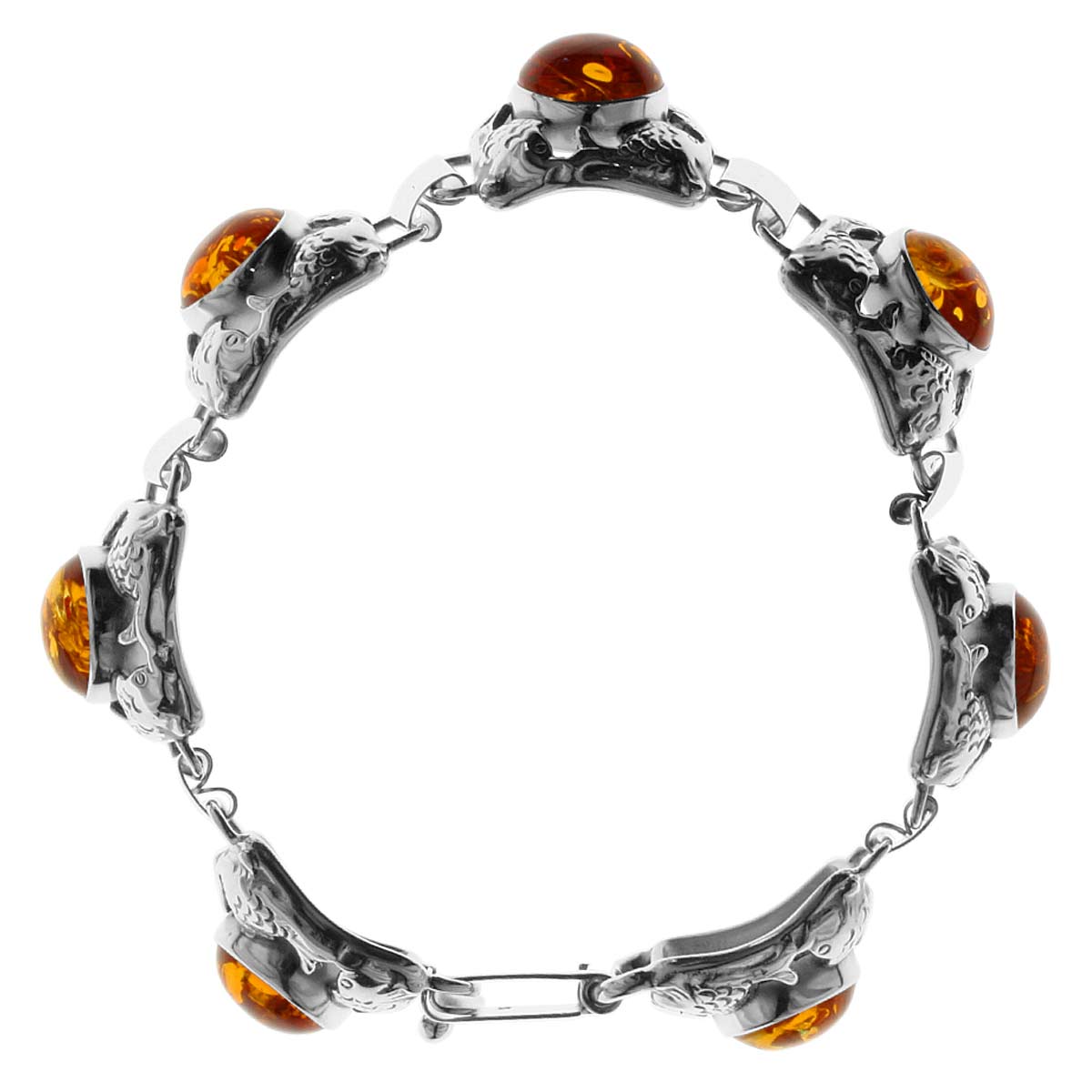 4250054222385-PT02 Armband Fischland, Silber 925/000, oxyd., Bernstein