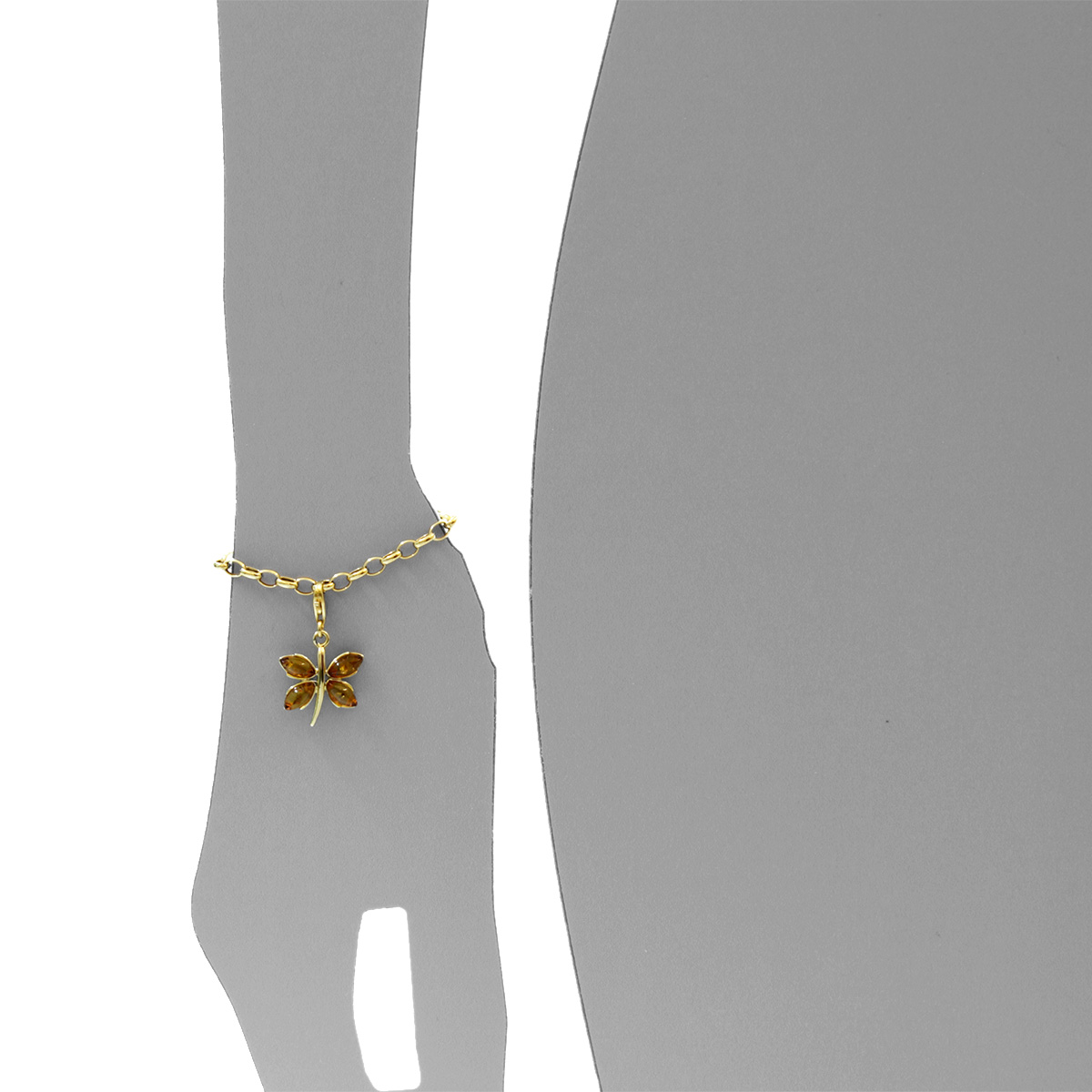 001-103651-0200s Charm Gold 333/000, Schmetterling, Bernstein
