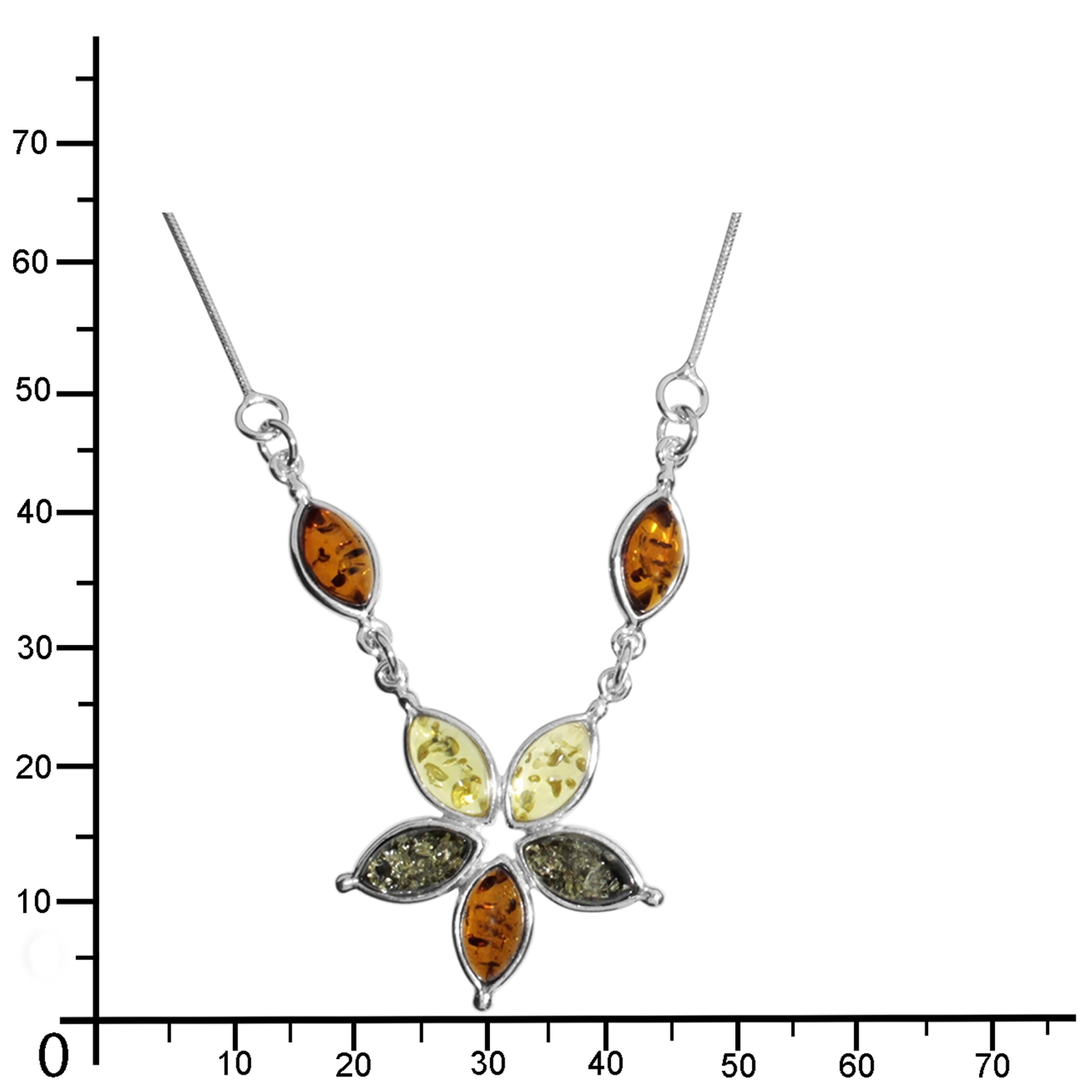 Collier Silber 925/000, 42 cm, Bernstein  Collier Silber 925/000, 42 cm, Bernstein
