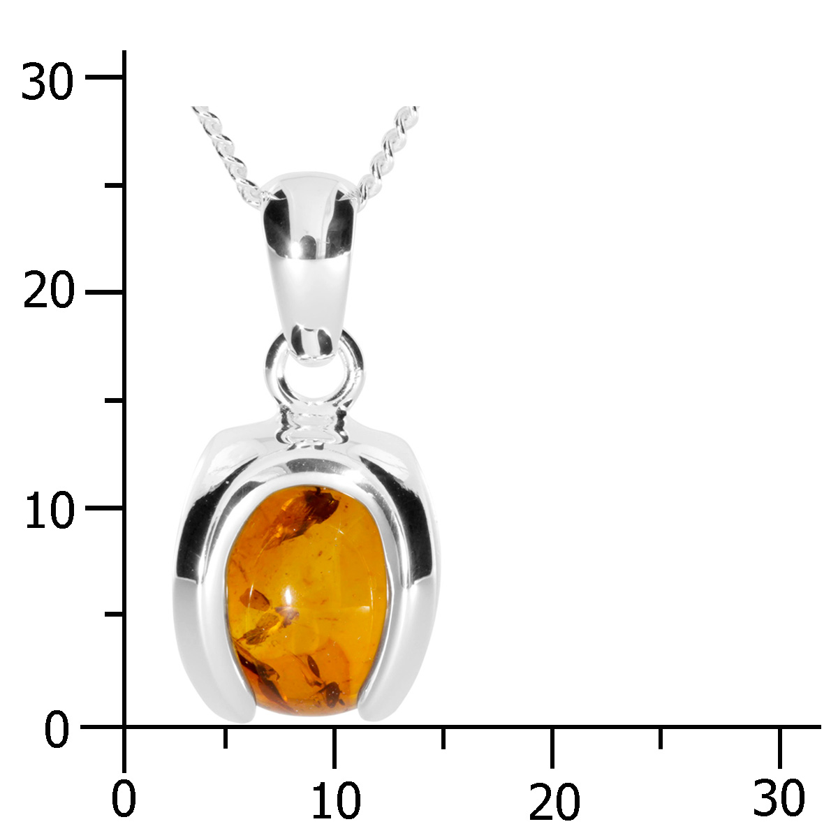 001-203636-A142k Kette mit Anhänger Silber 925/000, 42 cm, Bernstein