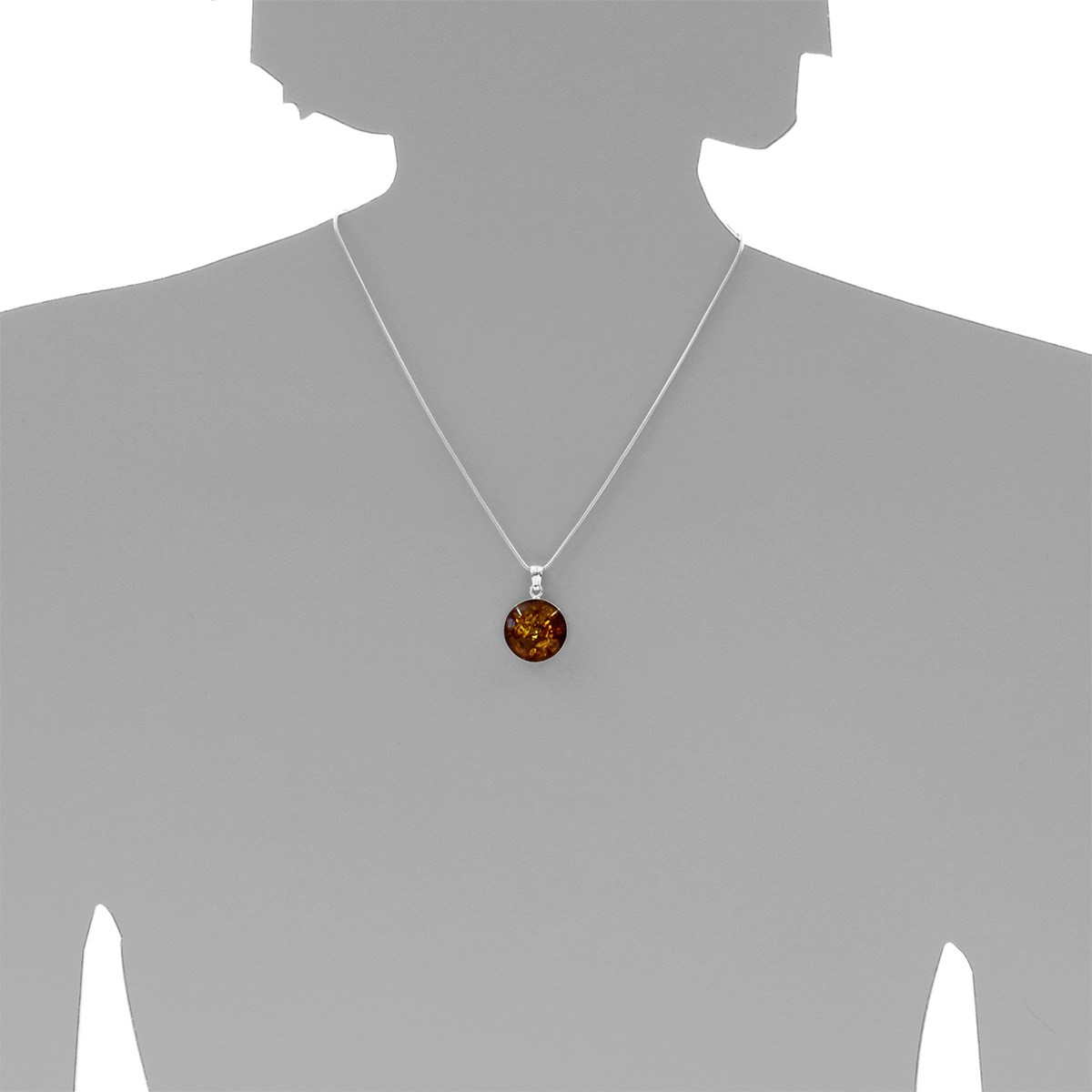 4250054286196-PT05 Kette mit Anhänger Silber 925/000, 42 cm, Bernstein