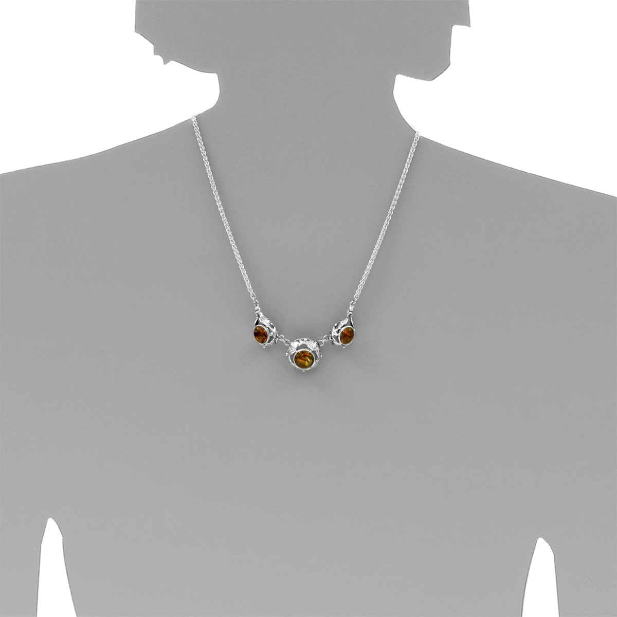 4250054222767-PT05 Collier Fischland Silber 925/000, oxyd., Bernstein
