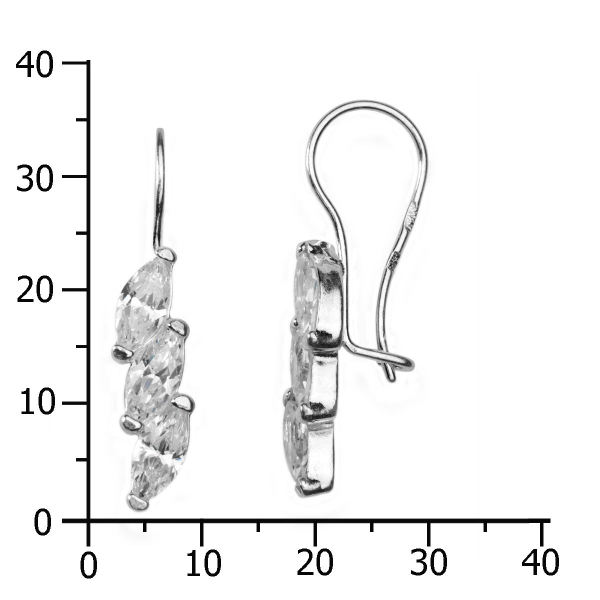 043-261667-0100k Ohrhänger Silber 925/000, Zirkonia, weiß