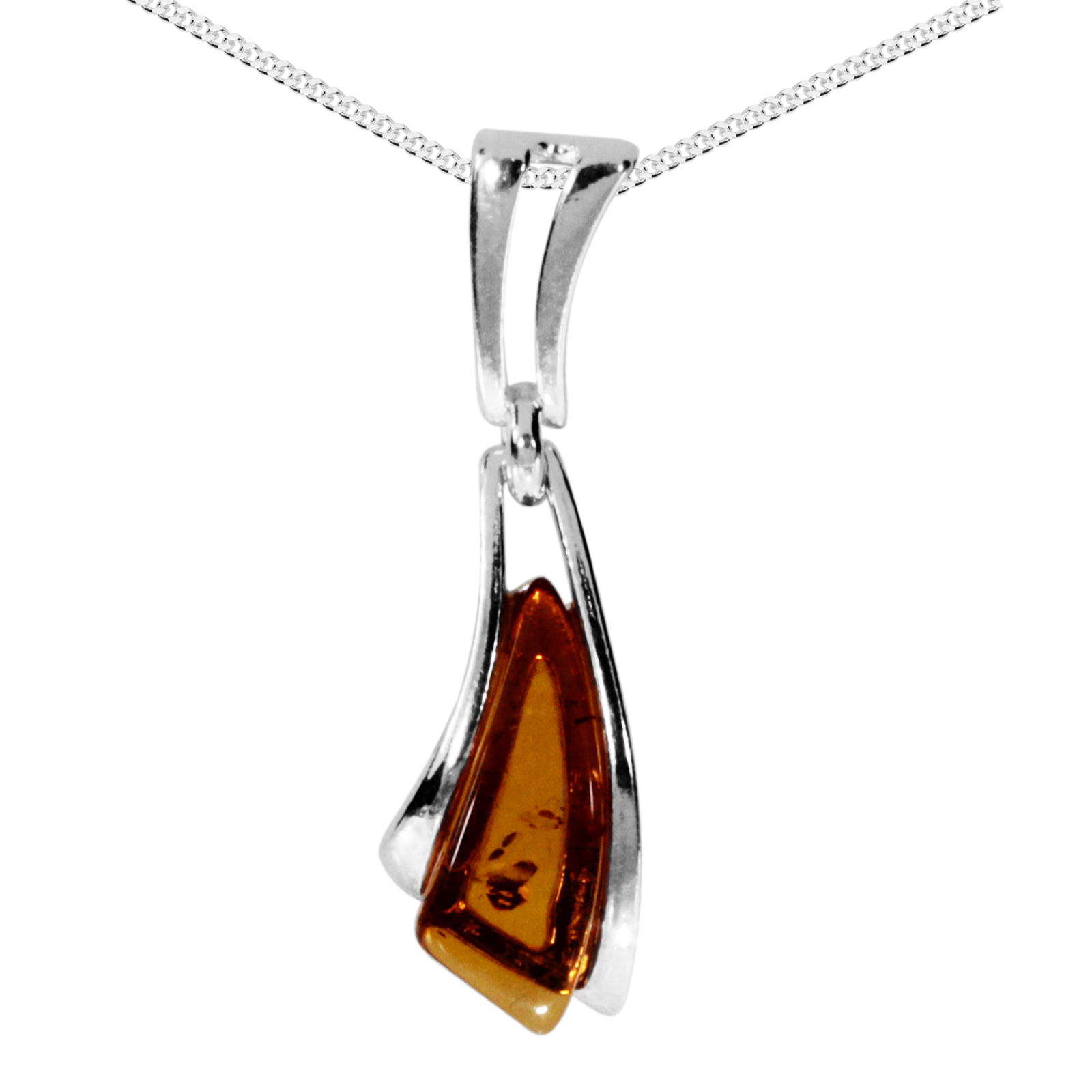 Kette mit Anhänger Silber 925/000, Bernstein -Länge wählbar-