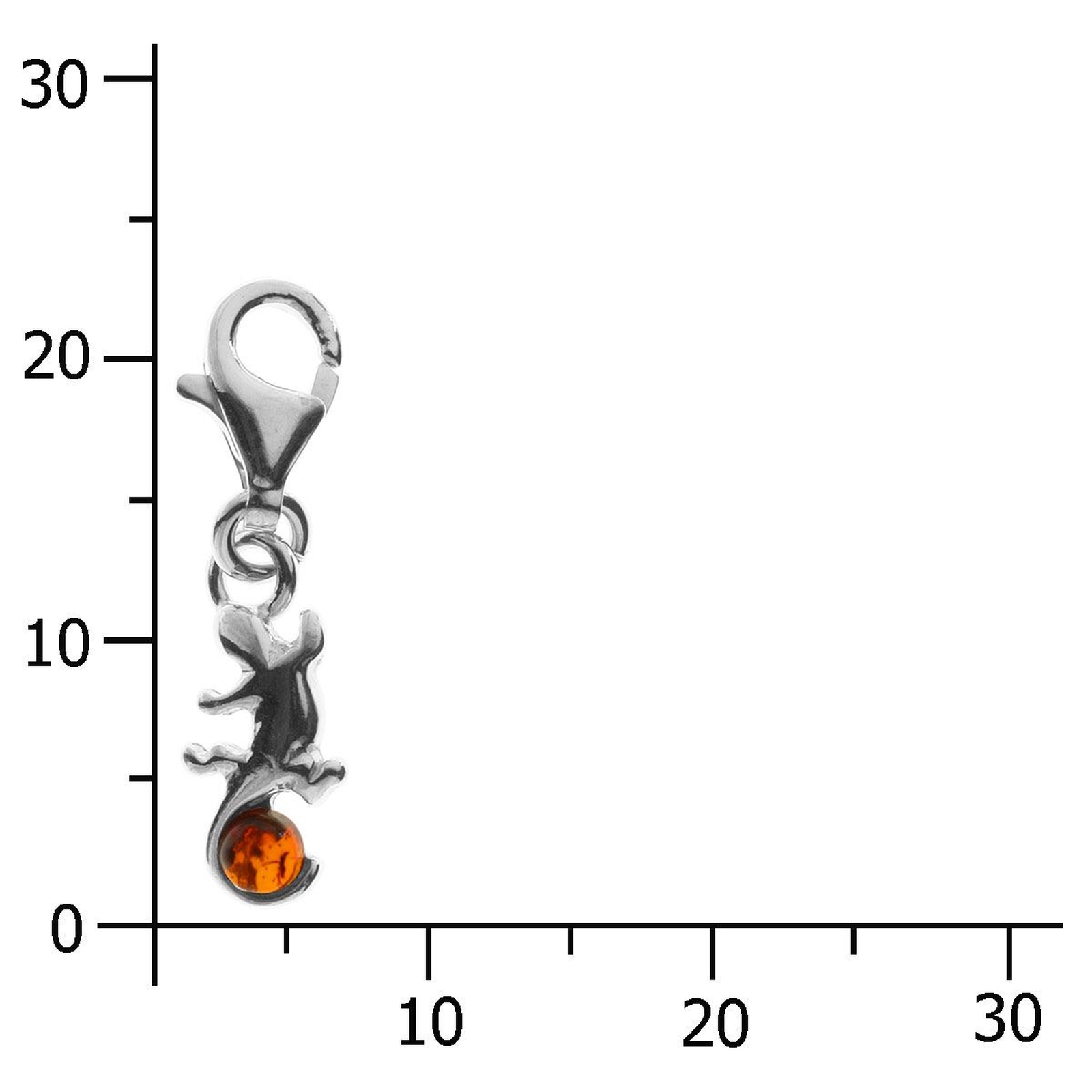 098-200920-0200k Charm Silber 925/000, Echse, Bernstein