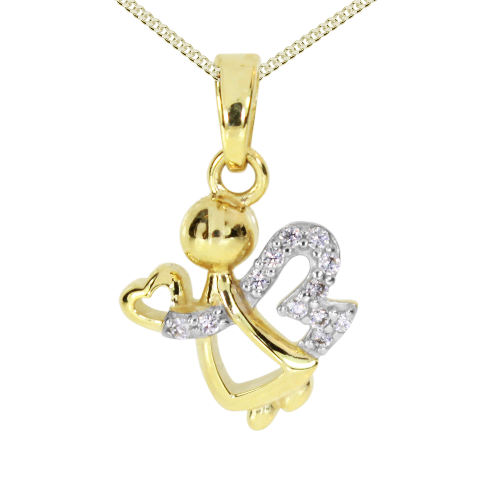 Kette mit Anhänger Engel Gold 333/000,  42 oder 45 cm, Zirkonia