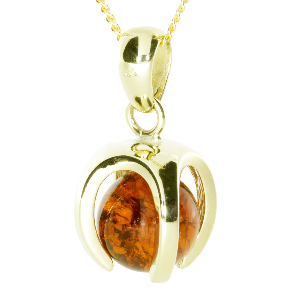 001-103636-A1421 Kette mit Anhänger Gold 333/000, 42 cm, Bernstein