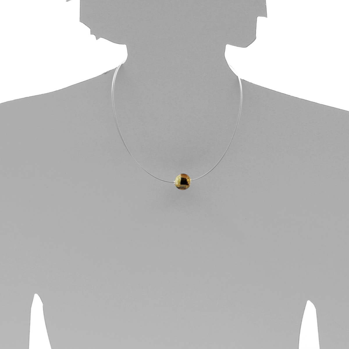 001-403116-A445s Edelstahlcollier 3/45 cm, Silber 925/000, Kugel 16 mm, Bernsteinmosaik