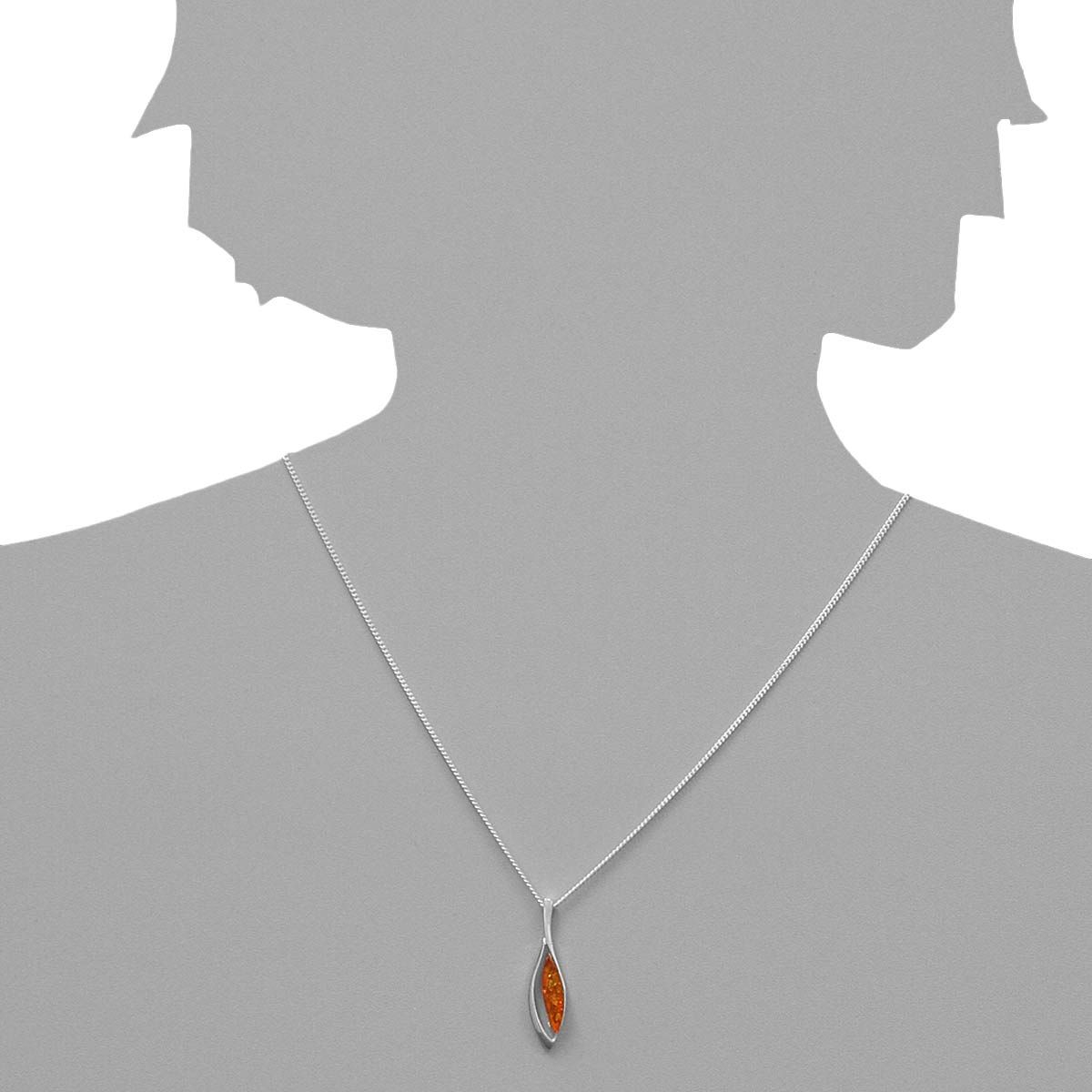 087-204216-1100s Kette mit Anhänger Silber 925/000, Bernstein, 42 cm