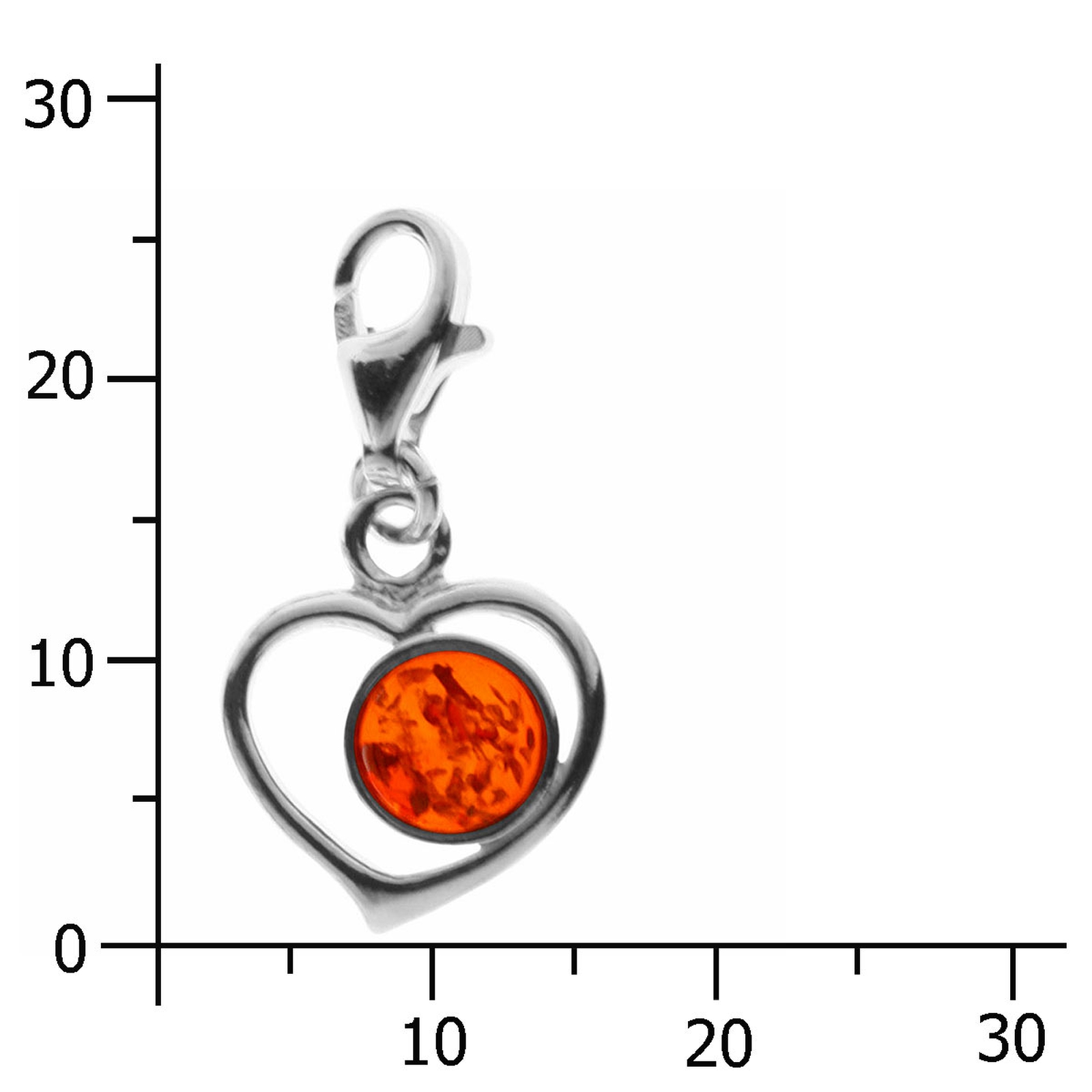 098-200540-0200kPqByRKJEdmdTg Charm Silber 925/000, Herz, Bernstein