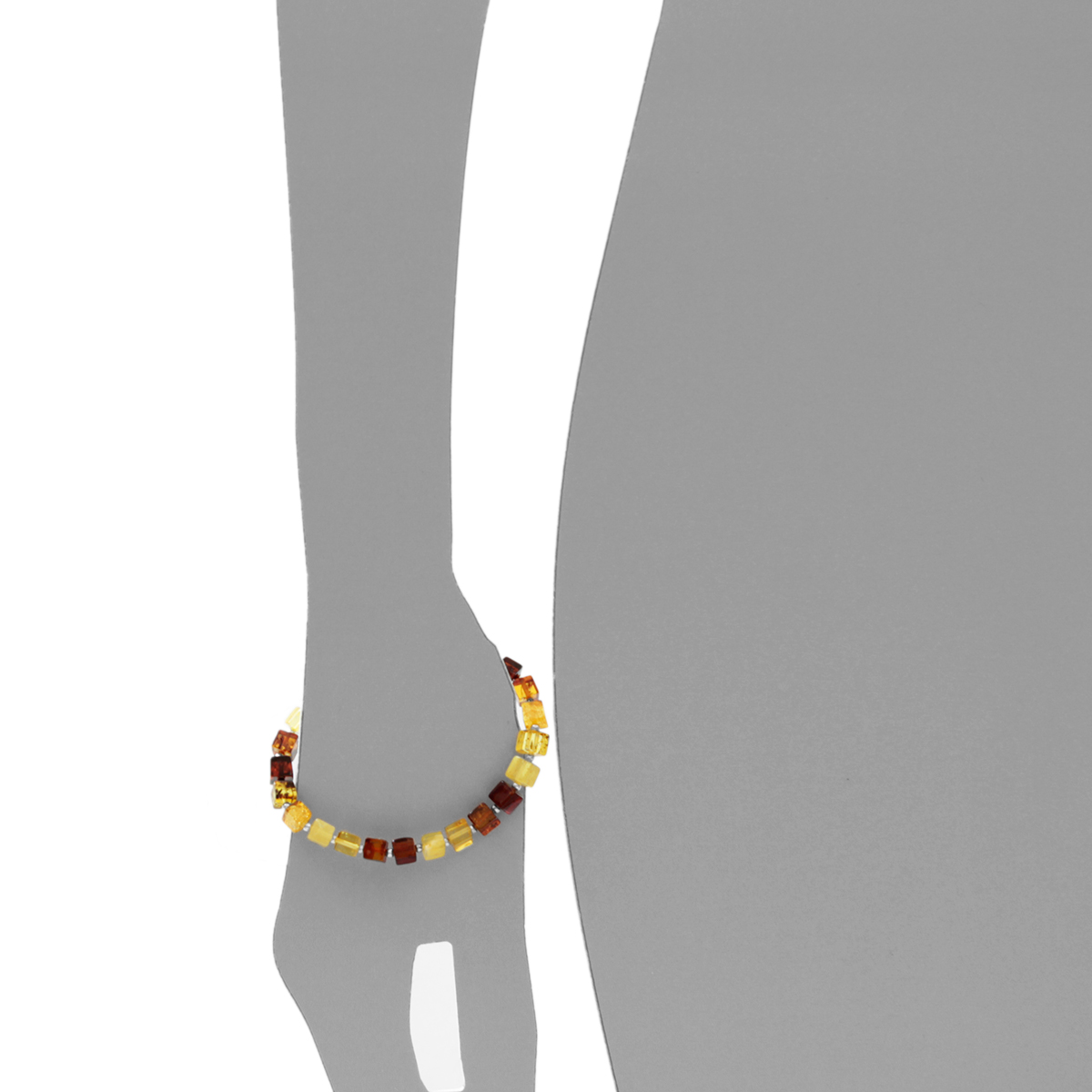 075-410123-6046s5968943a00f39 Bernsteinarmband, 19 cm, Gummizug, Würfel