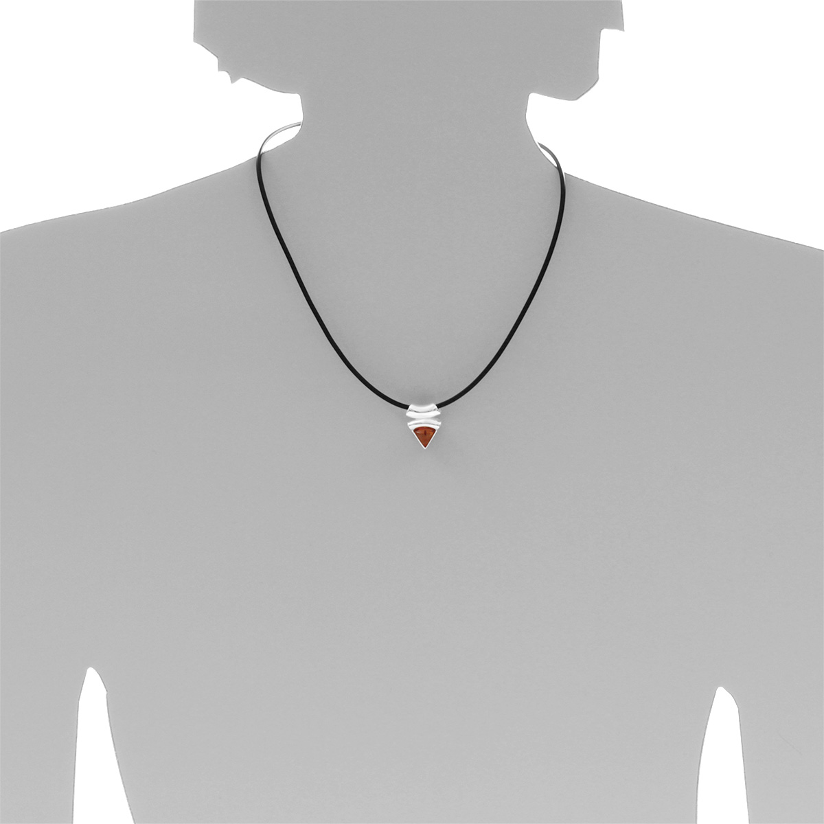 001-203131-A145s Kautschukcollier 2/45 cm, Silber 925/000, Bernstein