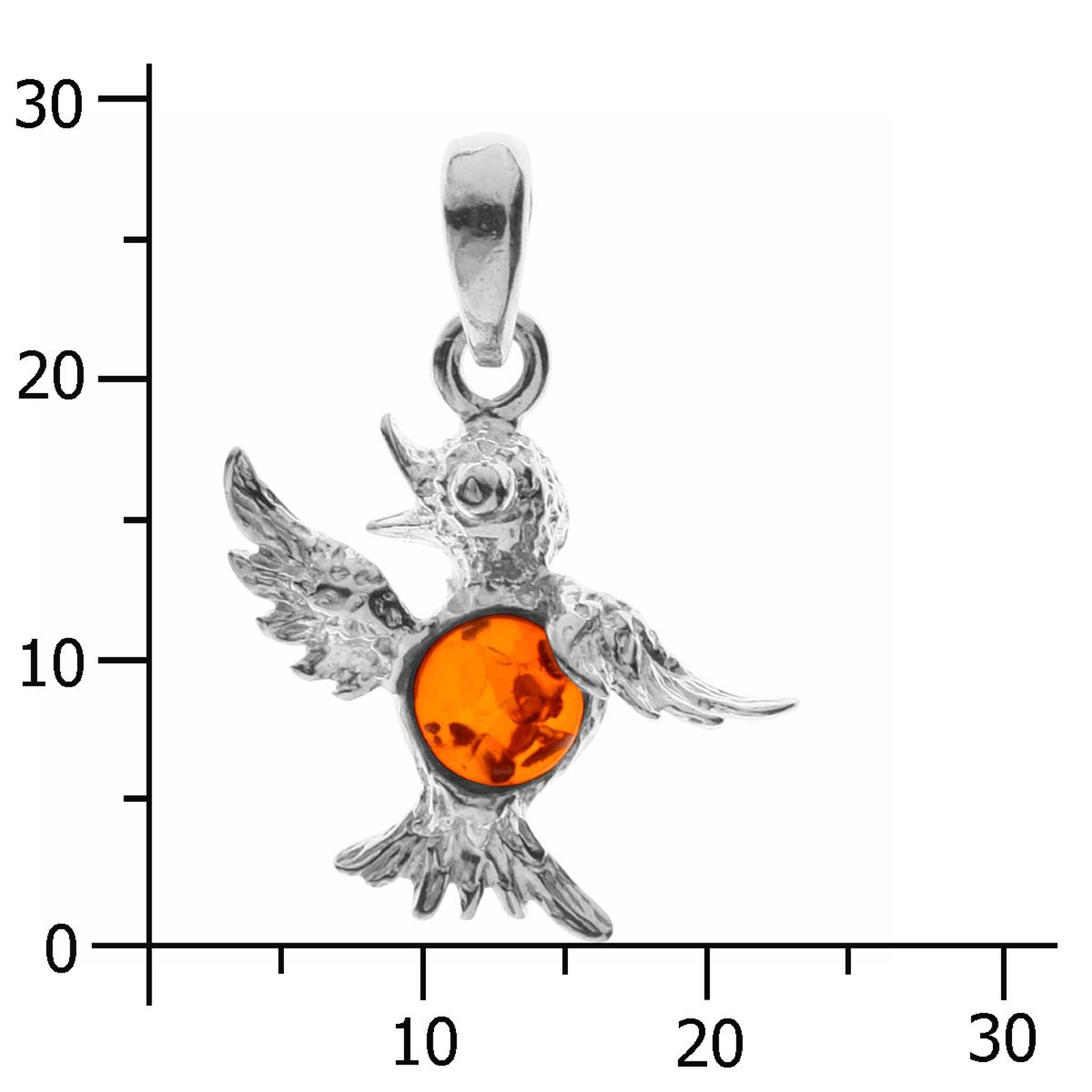 098-200190-0100k Anhänger Silber 925/000, Kolibri, Bernstein