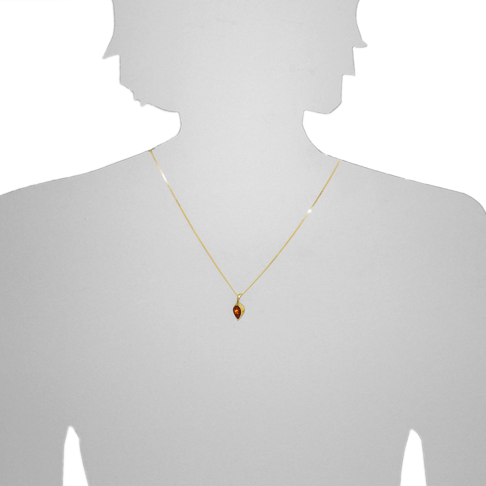 Kette mit Anhänger Gold 375/000,  42 oder 45 cm, Bernstein Kette mit Anhänger Gold 375/000,  42 oder 45 cm, Bernstein