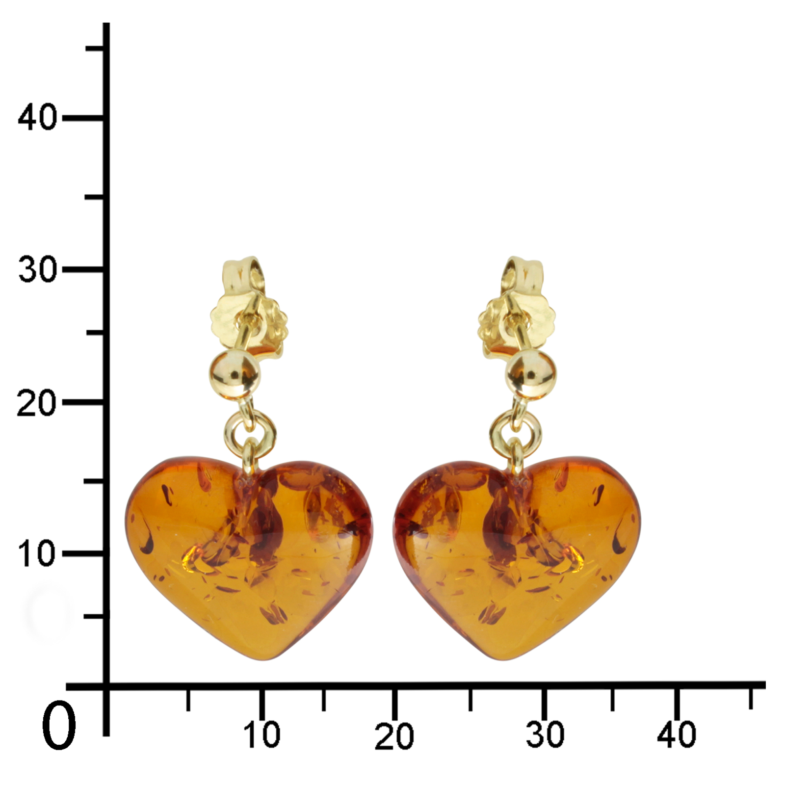 Ohrhänger Gold 333/000, Herz, Bernstein  