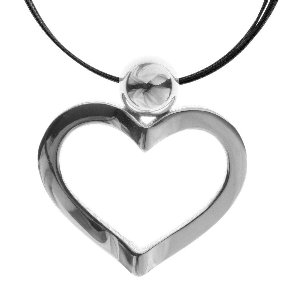 001-203566-1100 Nyloncollier 13/42 cm, Silber 925/000 Herz