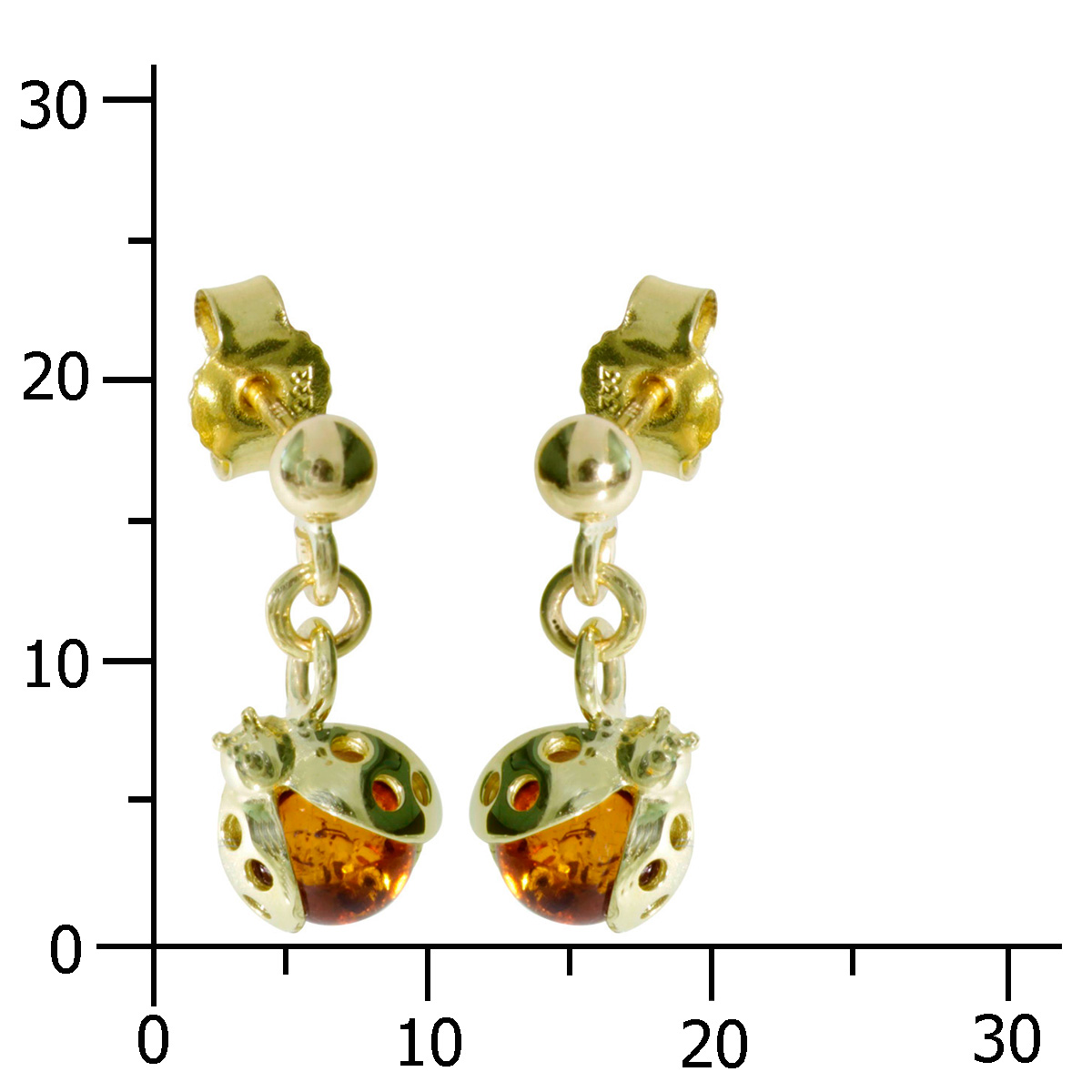 001-163409-0100k57517447b90f6 Ohrhänger Gold 333/000, kleiner Marienkäfer, Bernstein
