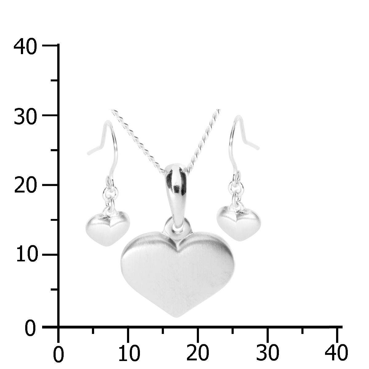 001-203635-S242k Set Silber 925/000, Herz, matt, 42 oder 45 cm