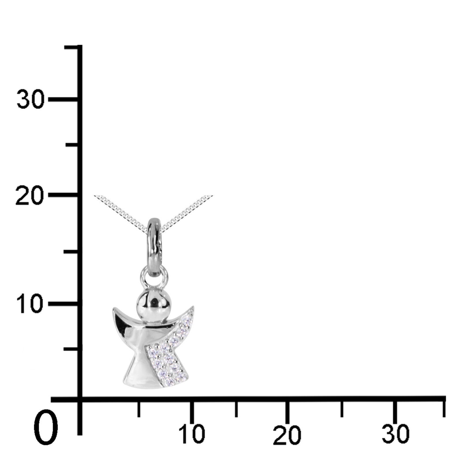 Kette mit Anhänger "Engel", Silber 925/000,  Zirkonia  -Länge wählbar-  Kette mit Anhänger "Engel", Silber 925/000,  Zirkonia  -Länge wählbar-
