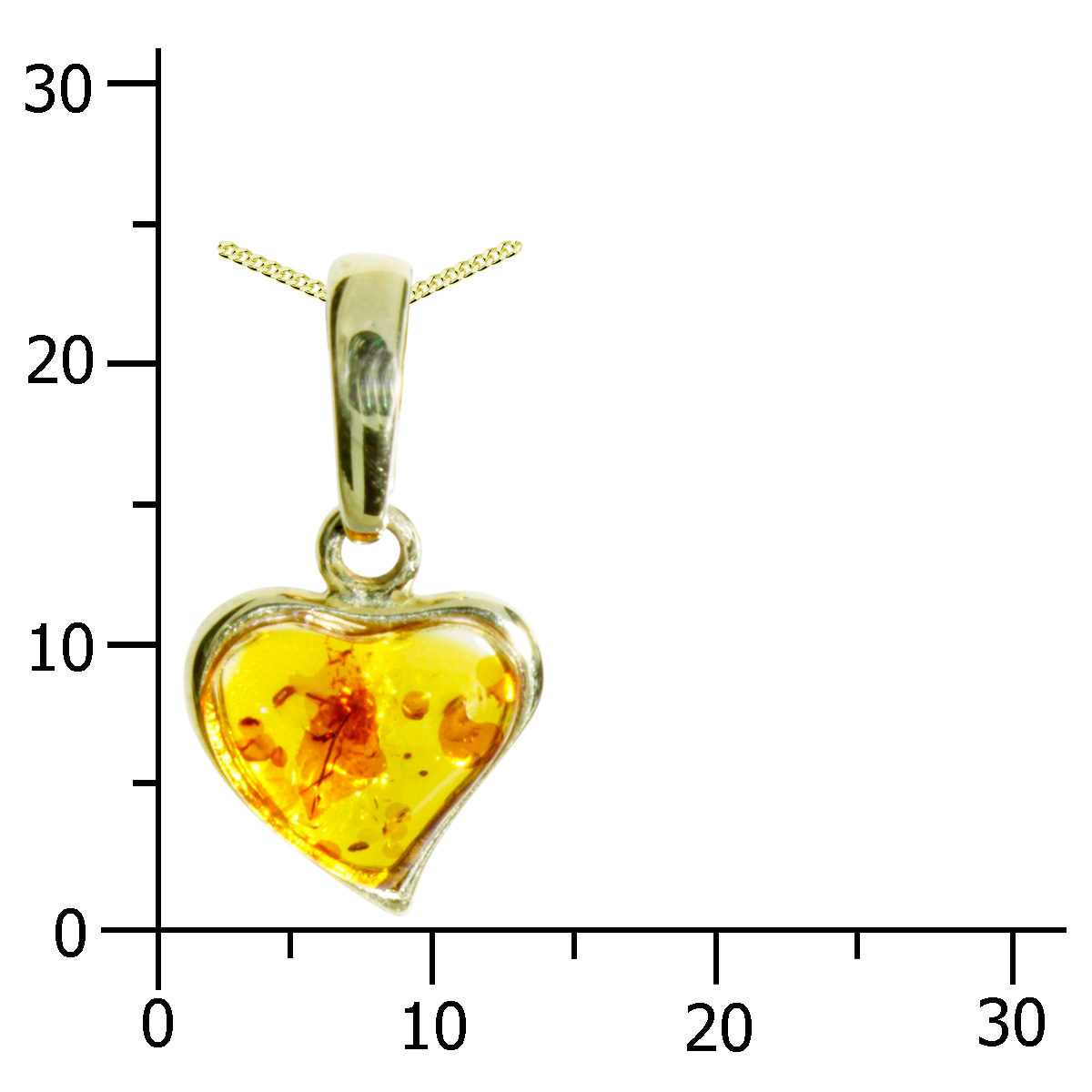 001-103654-A142k Kette mit Anhänger Gold 333/000, 42 cm, Herz, Bernstein