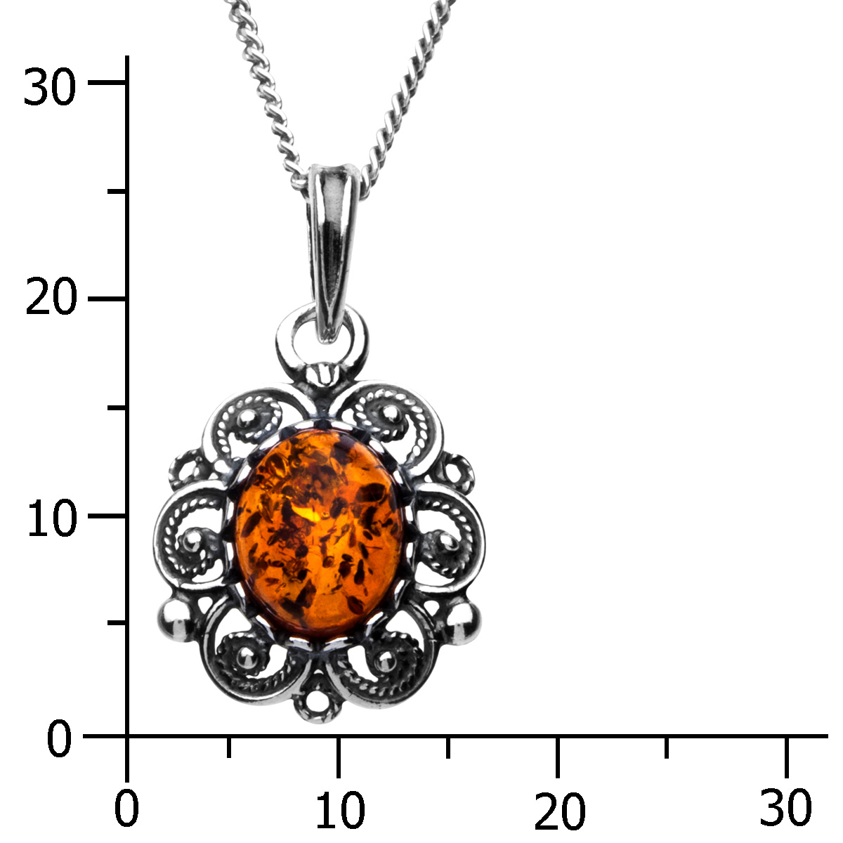 043-201074-A142k Kette mit Anhänger Silber 925/000, Bernstein, -Länge wählbar-