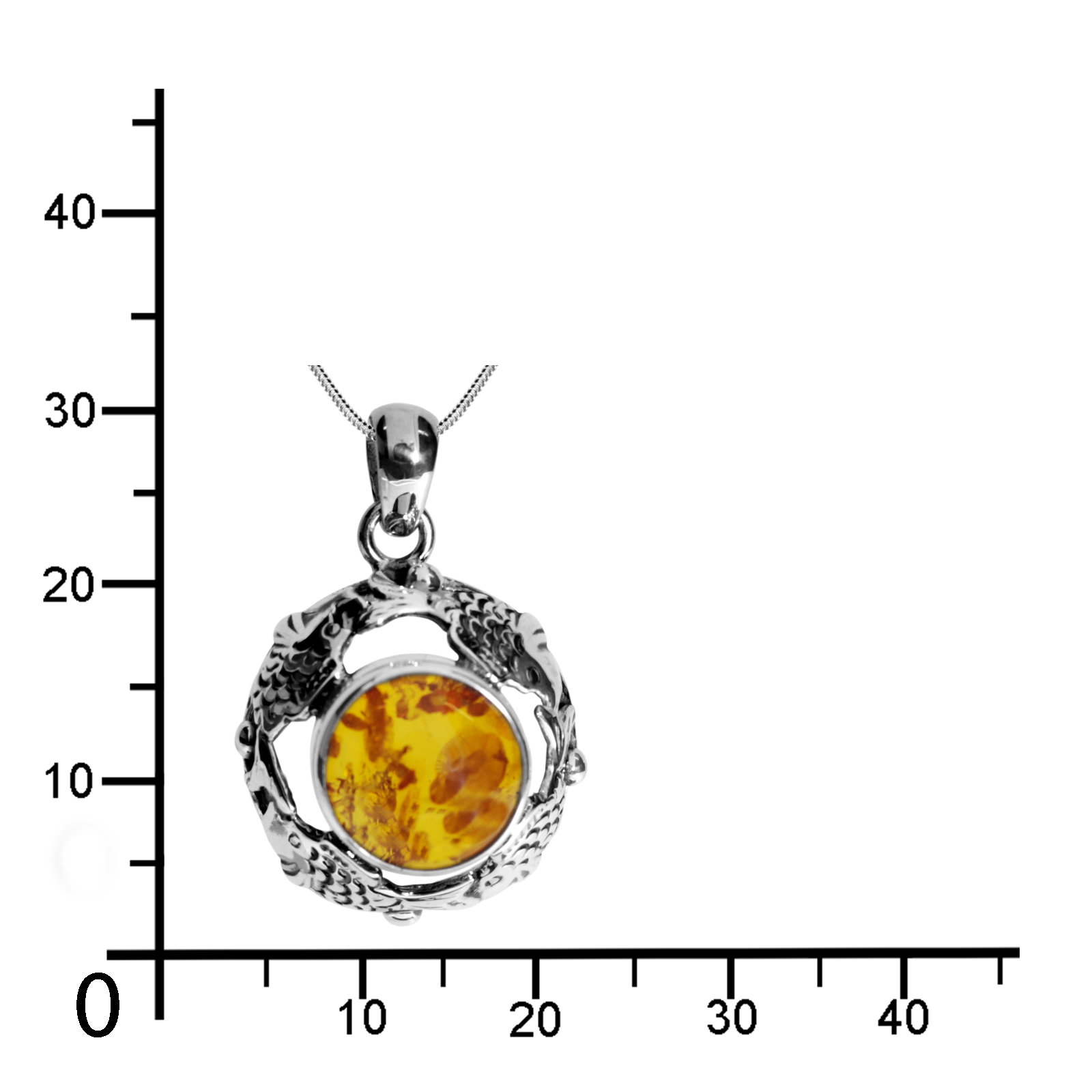 Kette mit Anhänger, Fischland, Silber 925/000, oxyd., Bernstein Kette mit Anhänger, Fischland, Silber 925/000, oxyd., Bernstein