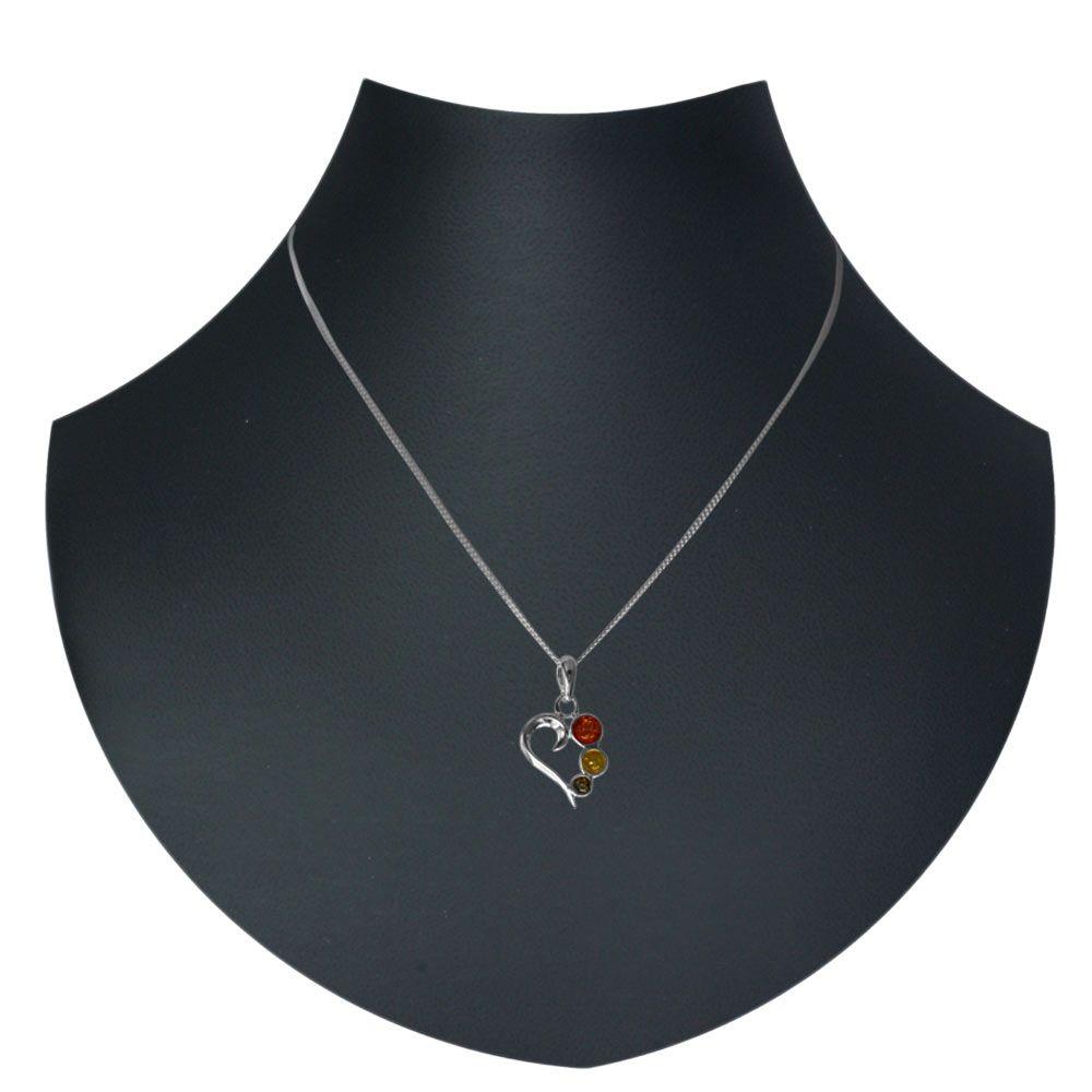 098-200290-A1402 Kette mit Anhänger Silber 925/000, Bernstein -Länge wählbar-
