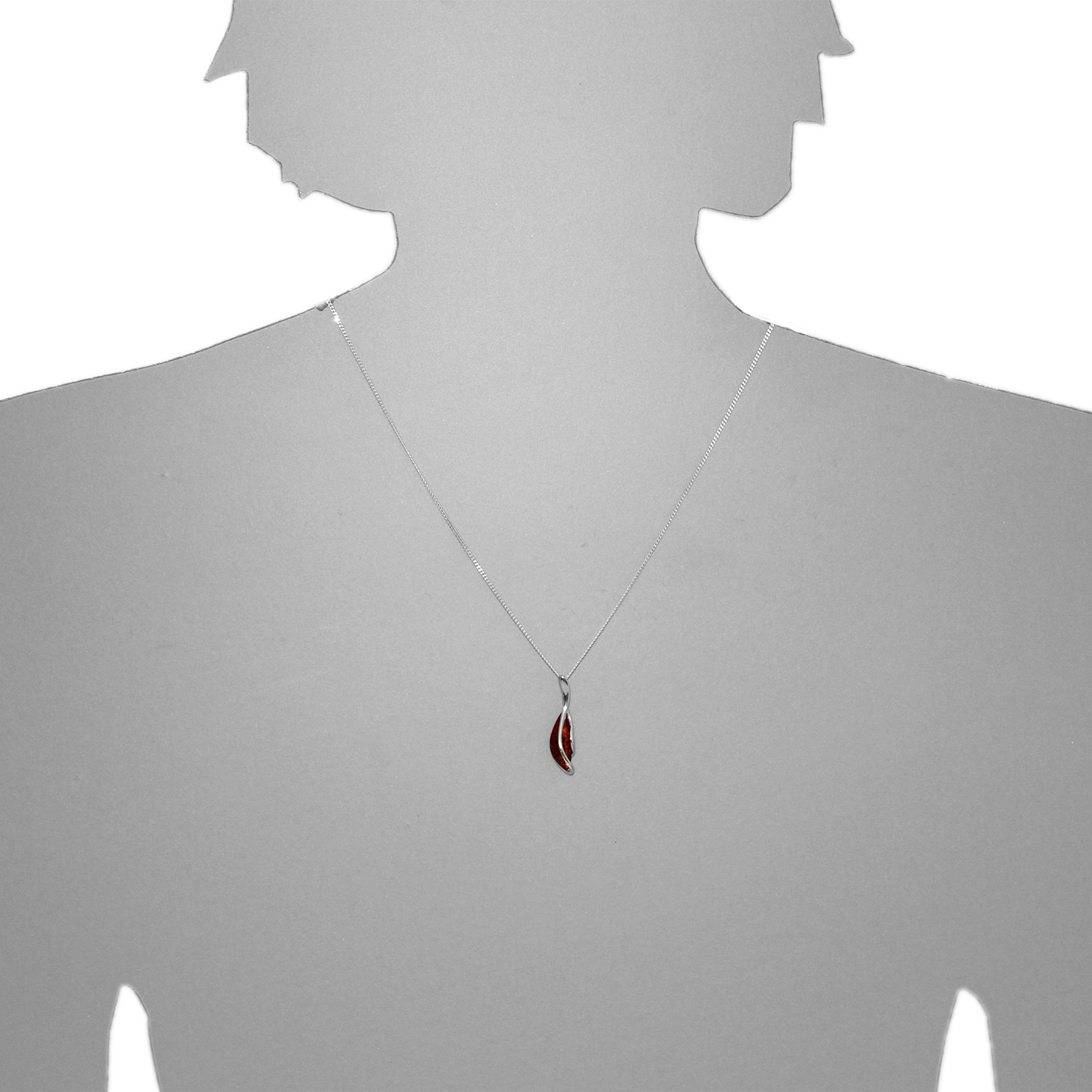 Kette mit Anhänger Silber 925/000, Bernstein -Länge wählbar-