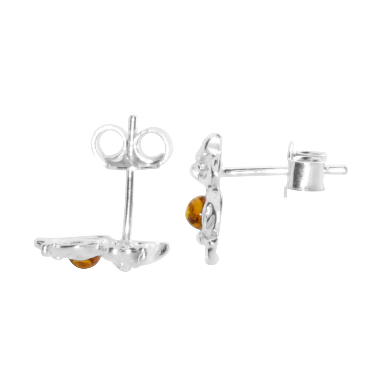 098-262693-01002 Ohrstecker Silber 925/000, Eule, Bernstein
