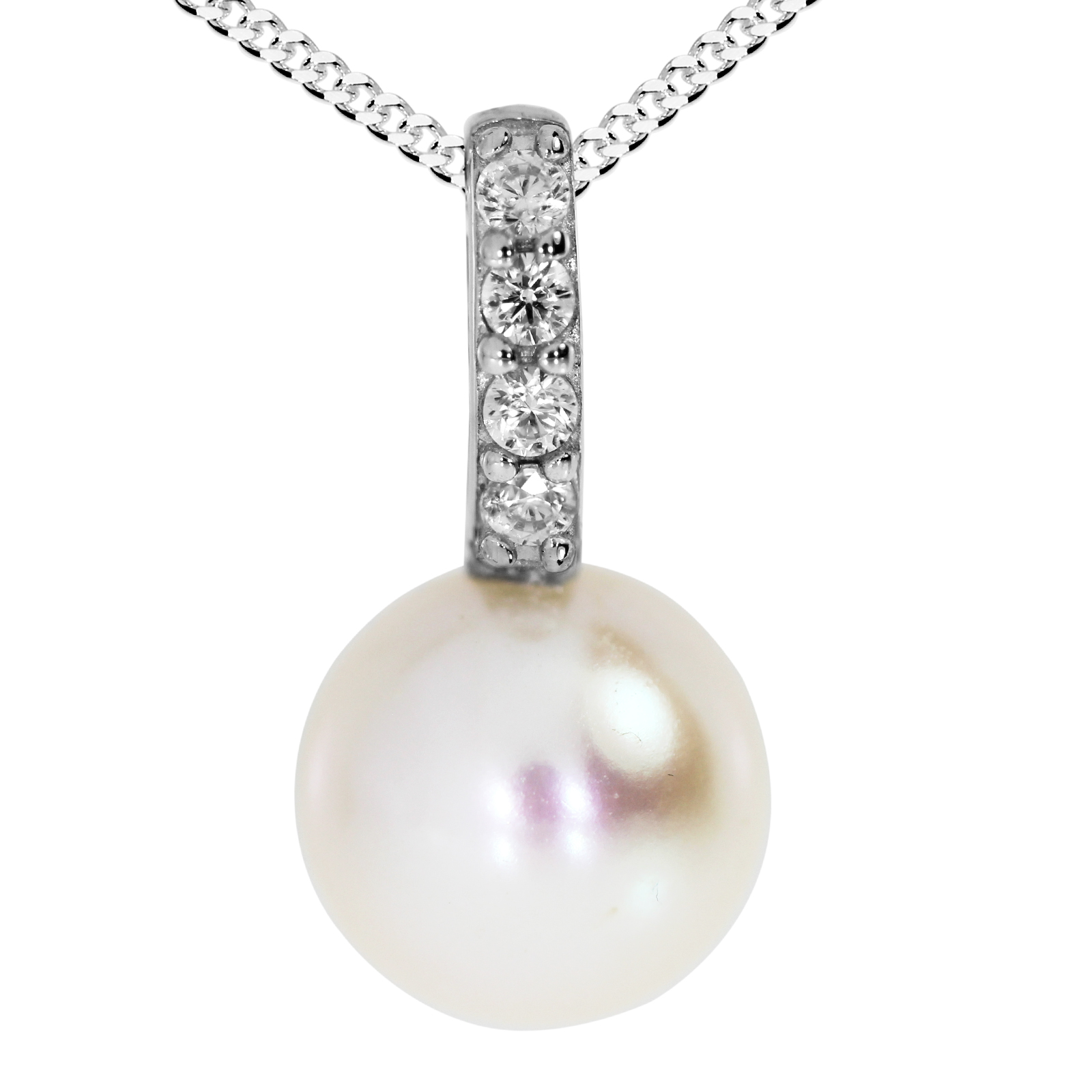Kette mit Anhänger, Silber 925/000,  Zuchtperle -Länge wählbar-      Kette mit Anhänger, Silber 925/000,  Zuchtperle -Länge wählbar-