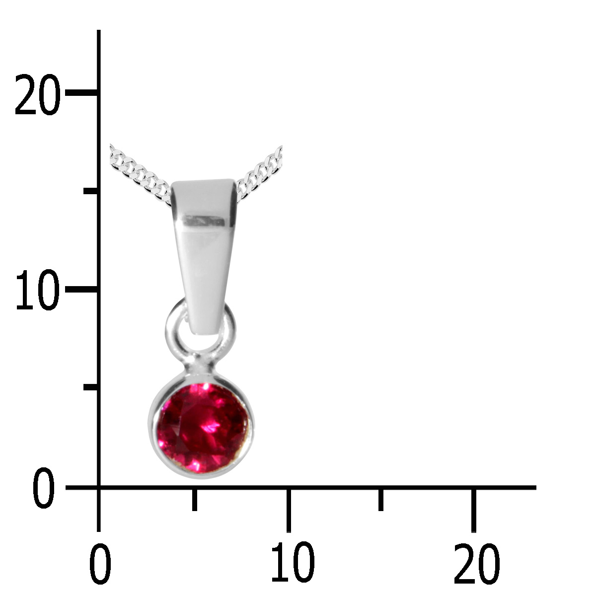 001-203643-A337k Kette mit Anhänger, Silber 925/000, 36 oder 38 cm, sy. Rubin