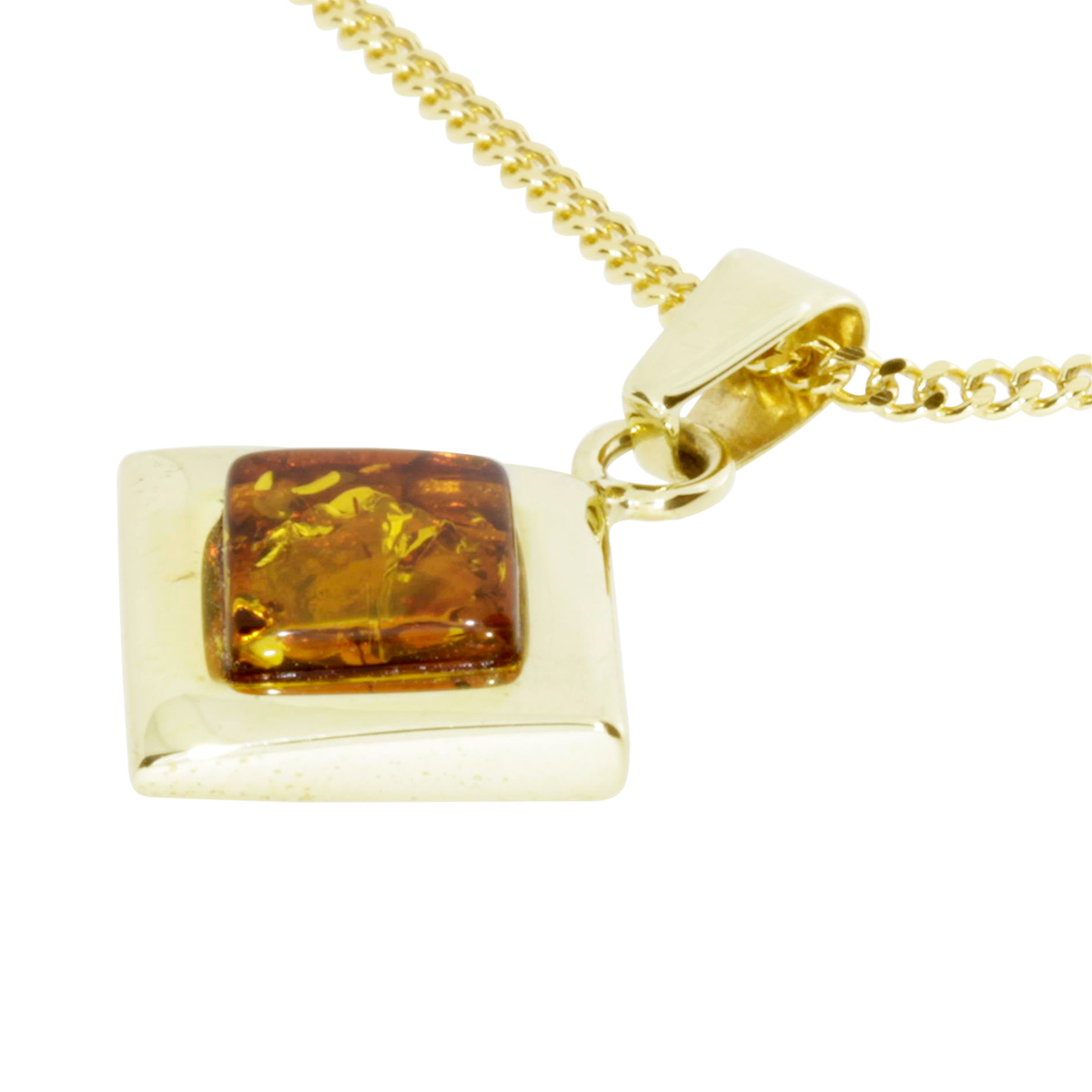 001-103569-11001 Kette mit Anhänger, Gold 333/000, 42 cm, Bernstein