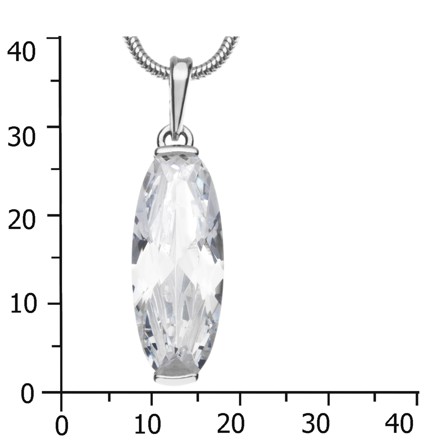 043-201697-A142k Kette mit Anhänger Silber 925/000, Zirkonia, weiß, 42 cm