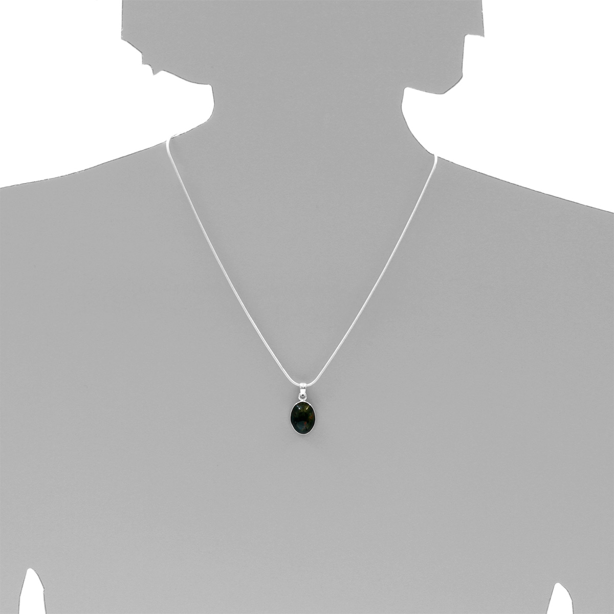 001-203647-A245s Kette mit Anhänger Silber 925/000, 45 cm, Jaspis