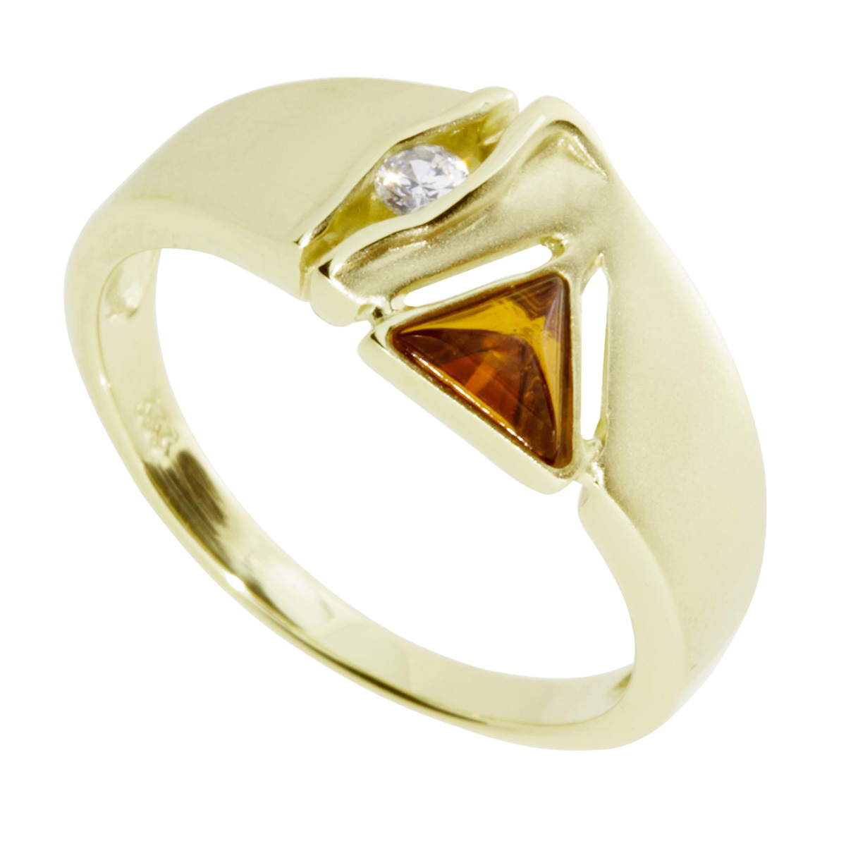 001-172073-A154 Ring Gold 333/000, Bernstein/Zirkonia -Größe wählbar-