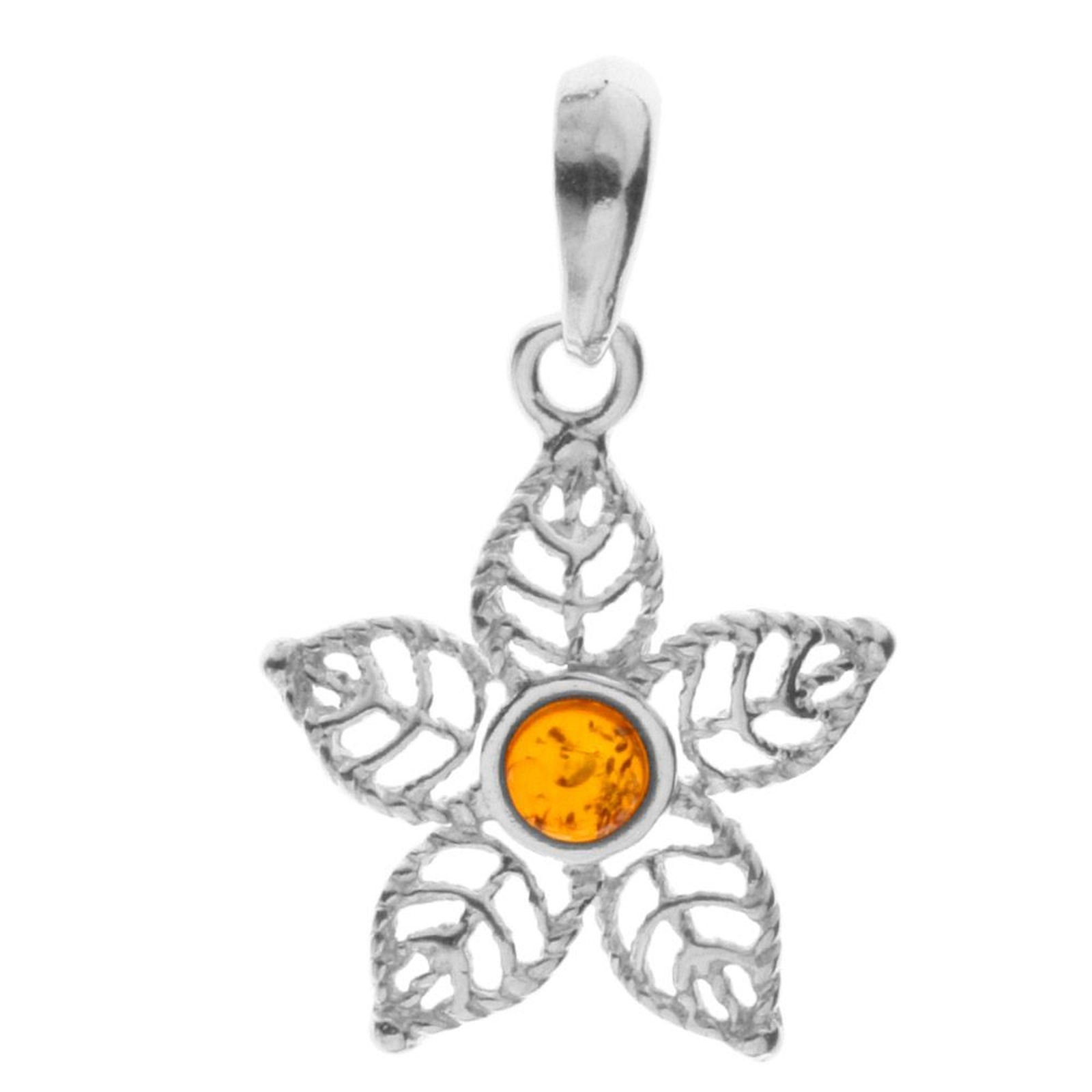 Anhänger Blüte, Silber 925/000, Bernstein