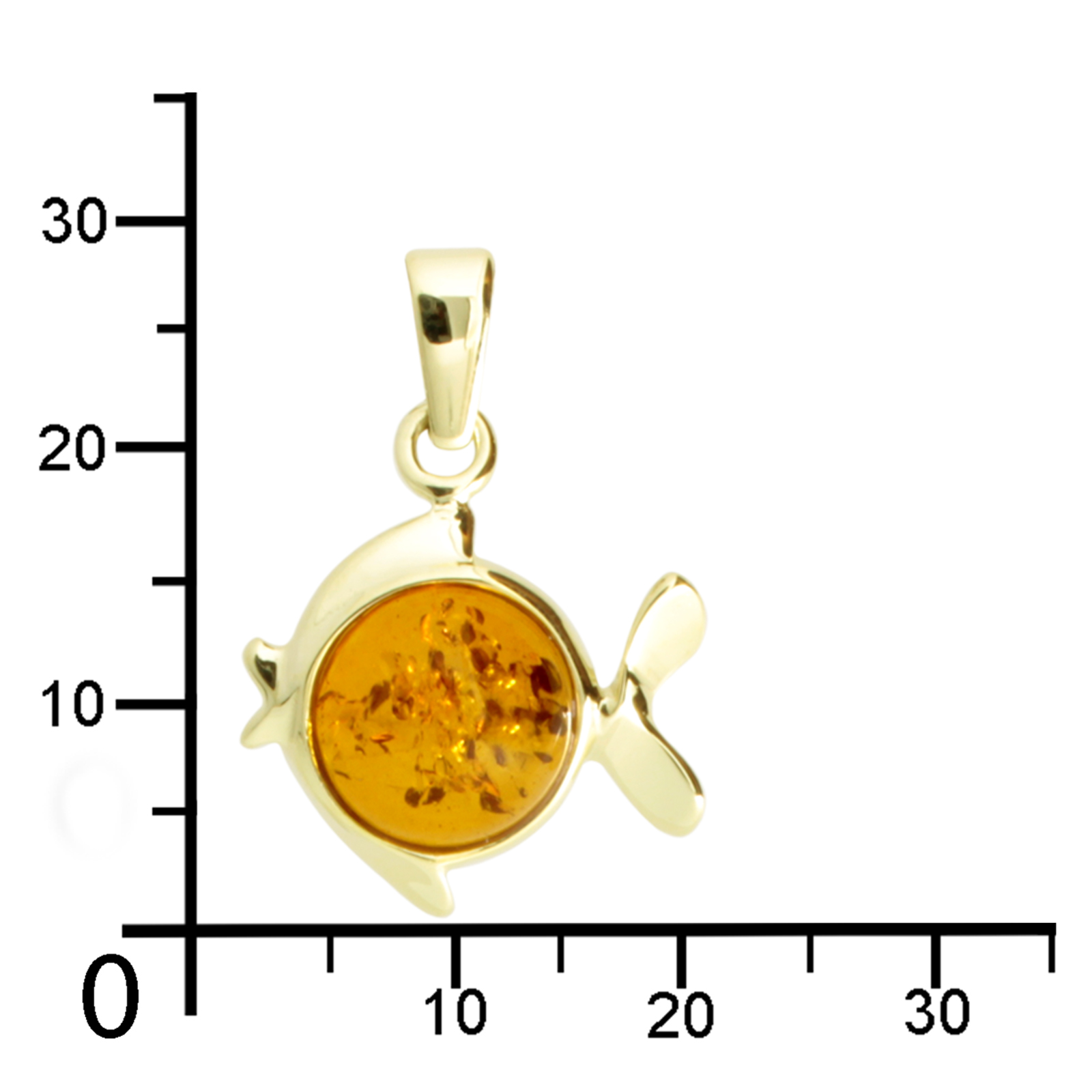001-100610-0001k Anhänger Gold 333/000, Fisch, Bernstein