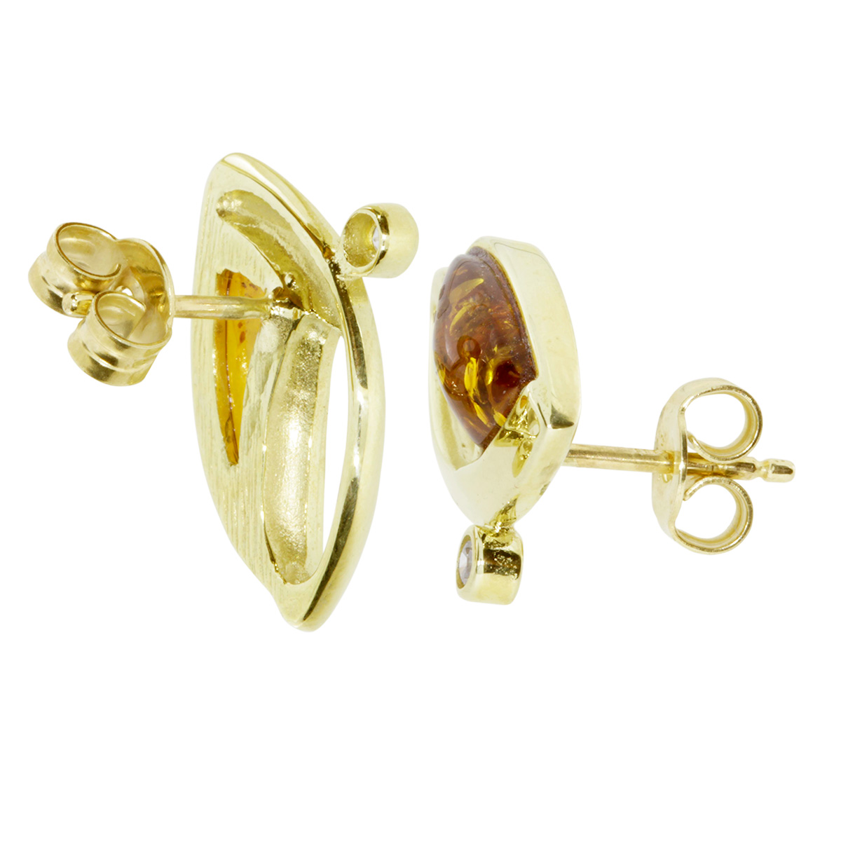 001-163068-00011 Ohrstecker Gold 333/000, Bernstein/ Zirkonia