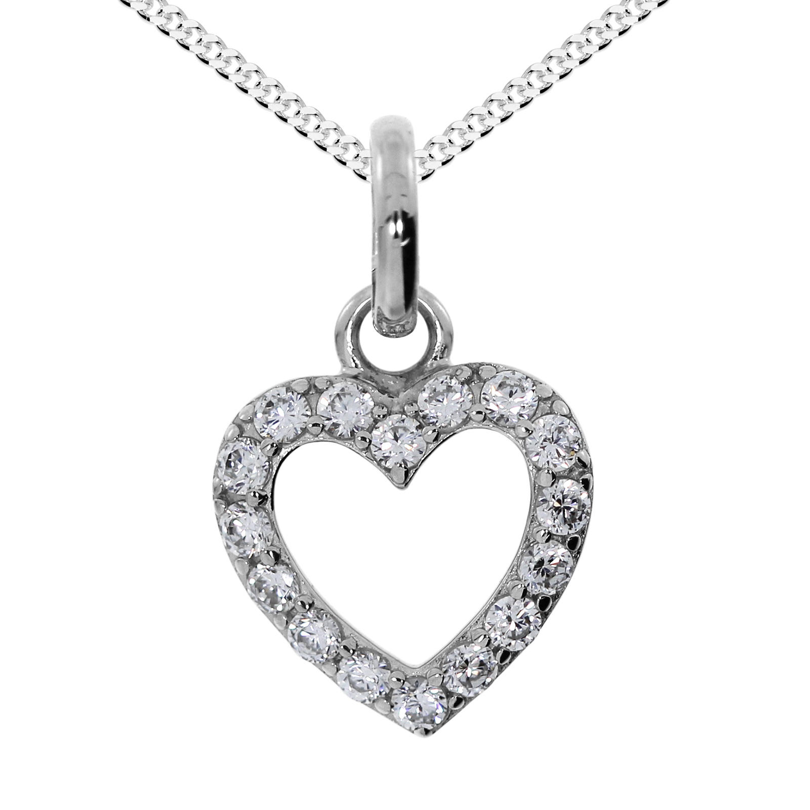 Kette mit Anhänger "Herz" Silber 925/000,  Zirkonia -Länge wählbar-      Kette mit Anhänger "Herz" Silber 925/000,  Zirkonia -Länge wählbar-