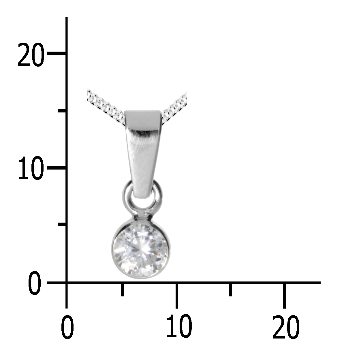 001-203643-A137k Kinderkette mit Anhänger, Silber 925/000, 36 oder 38 cm, Zirkonia