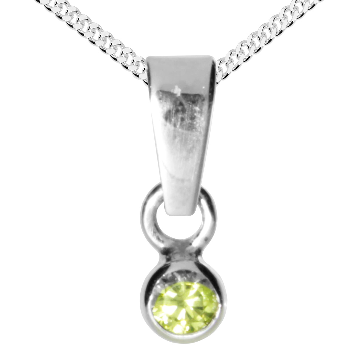001-203642-A237 Kette mit Anhänger, Silber 925/000, 36 oder 38 cm, Zirkonia-limette