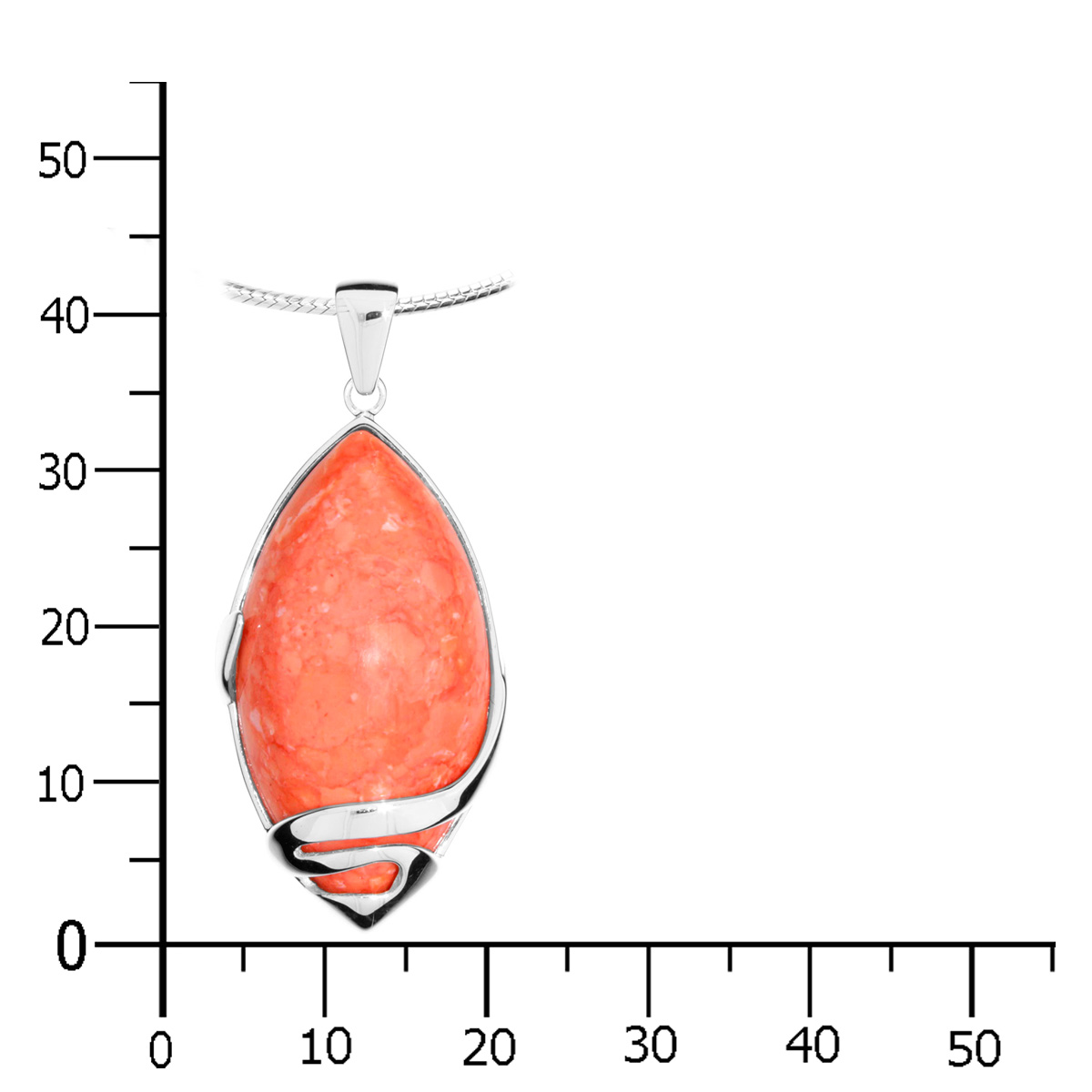 001-203174-A550k Kette mit Anhänger Silber 925/000, 50 cm, rek. Koralle