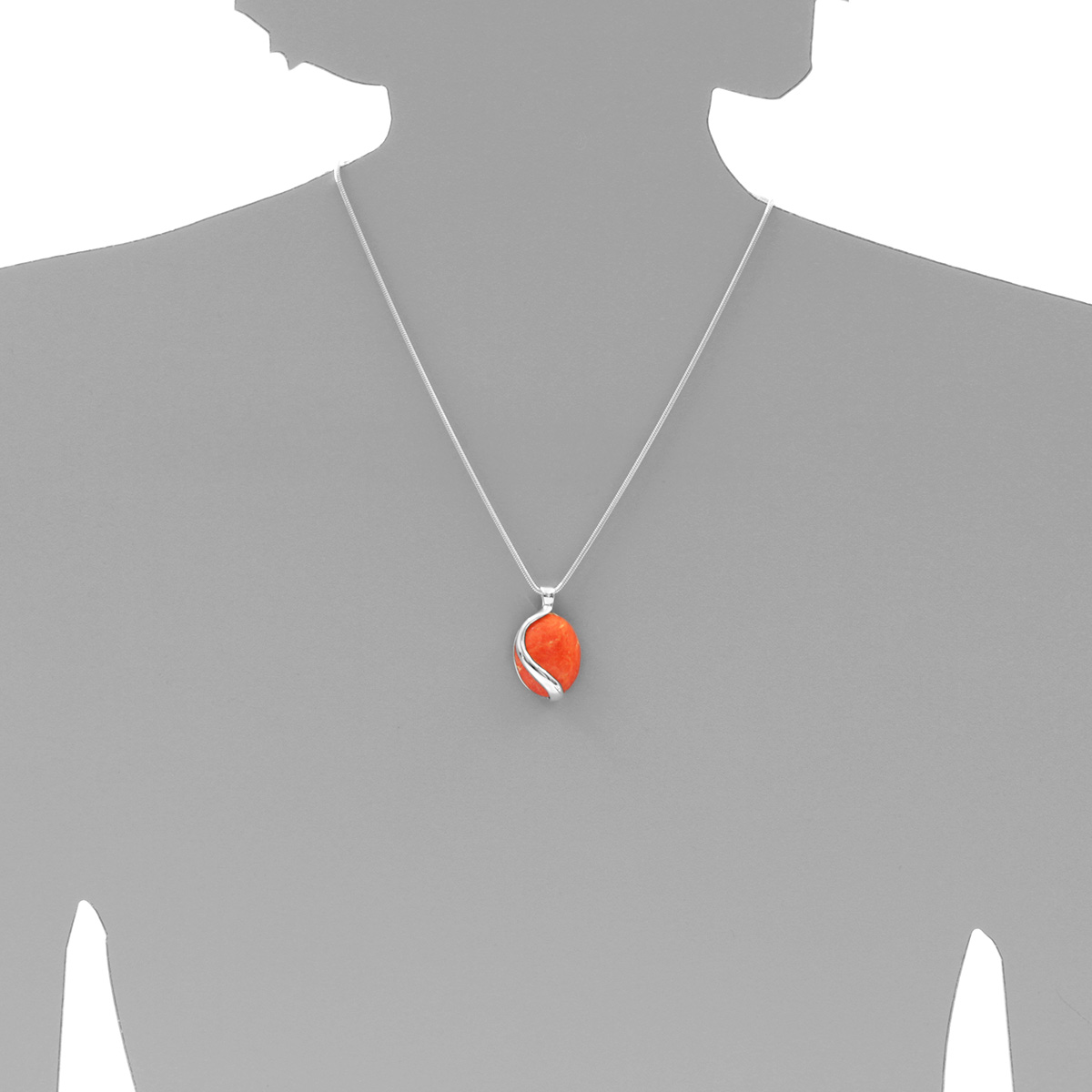 Kette mit Anhänger Silber 925/000, 45 cm, rek. Koralle