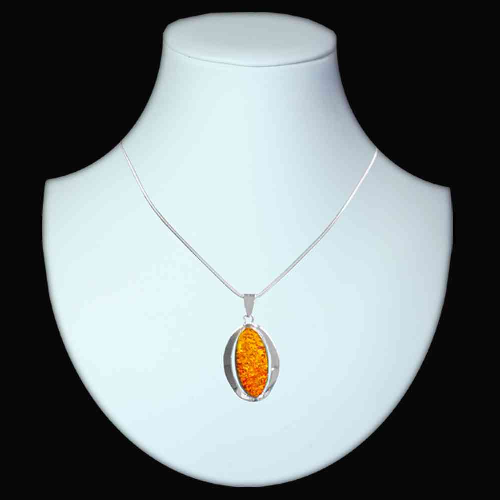 001-200494-A1501G0m5TrUAPPfKA Kette mit Anhänger, Silber 925/000, Bernstein -Länge wählbar-