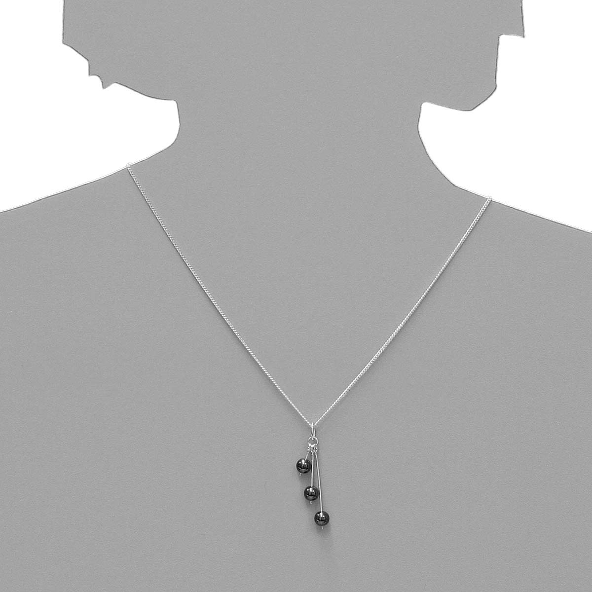 001-203579-1200s Kette mit Anhänger Silber 925/000, Hämatit, 42 oder 45 cm