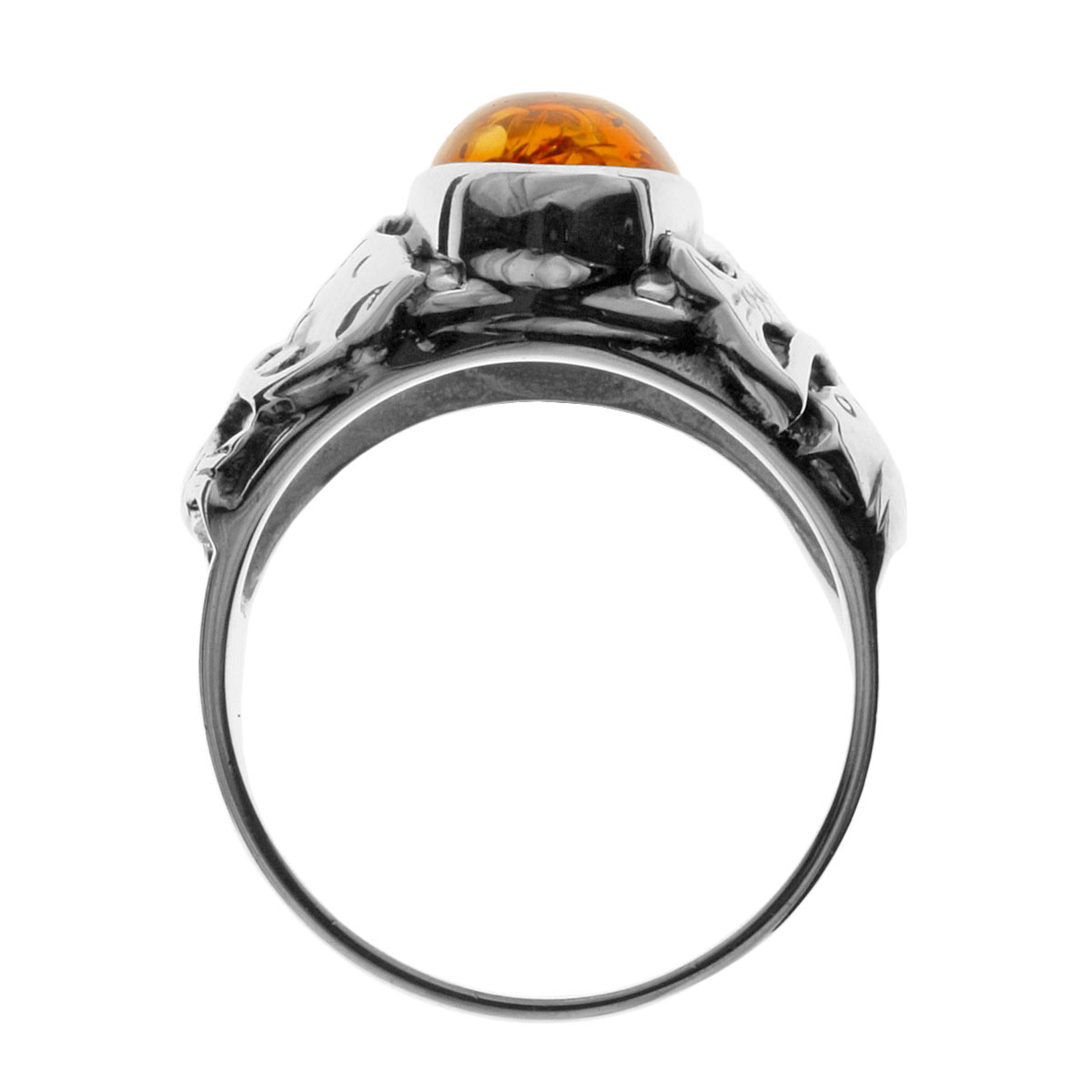 Ring Fischland Silber 925/000, oxyd., Bernstein -Größe wählbar-
