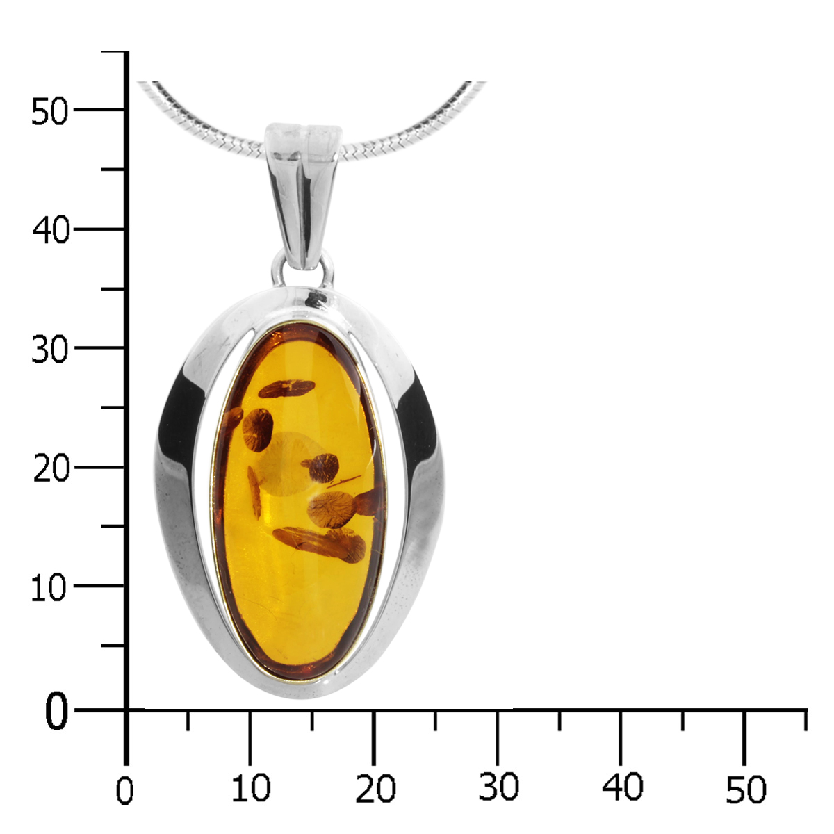 001-200494-A150k Kette mit Anhänger, Silber 925/000, Bernstein -Länge wählbar-