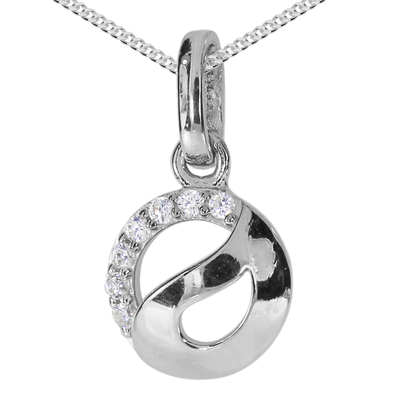 Kette mit Anhänger, Silber 925/000,  Zirkonia  -Länge wählbar-    Kette mit Anhänger, Silber 925/000,  Zirkonia  -Länge wählbar-